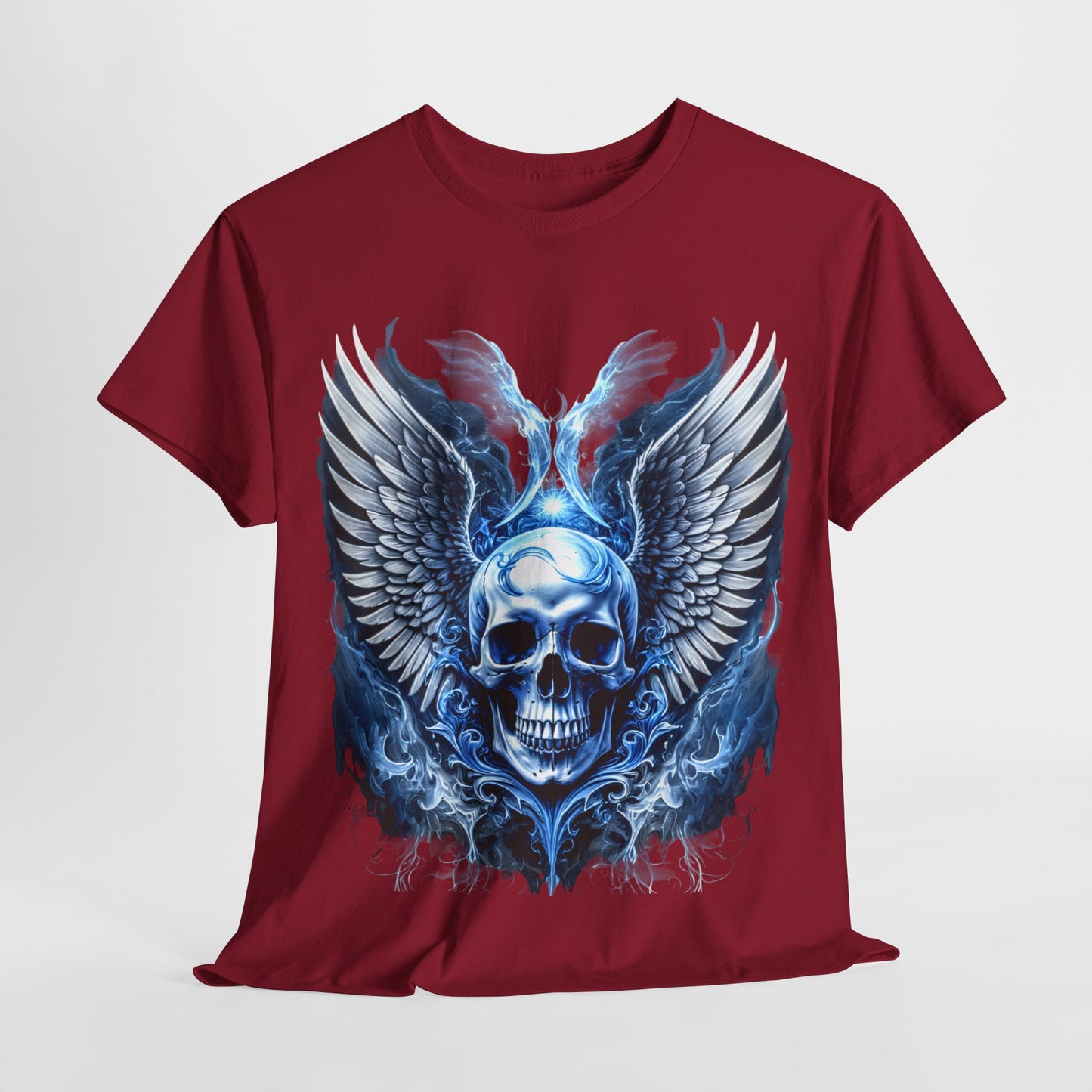 Blue Skull & Wings Unisex Heavy Cotton Tee - 312tshirts 2