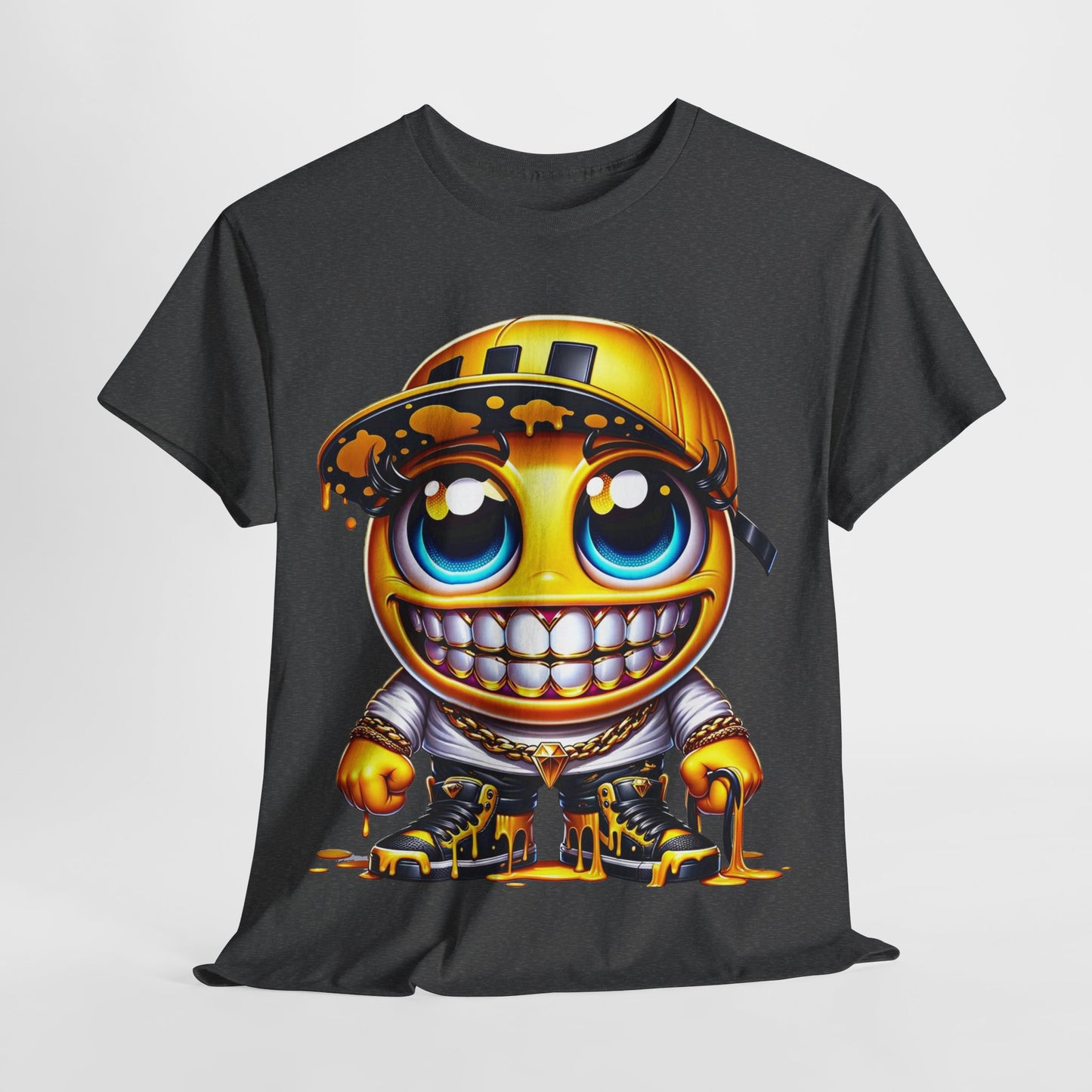 Blue Eyes Smiley Drippy Emoji Unisex Heavy Cotton Tee