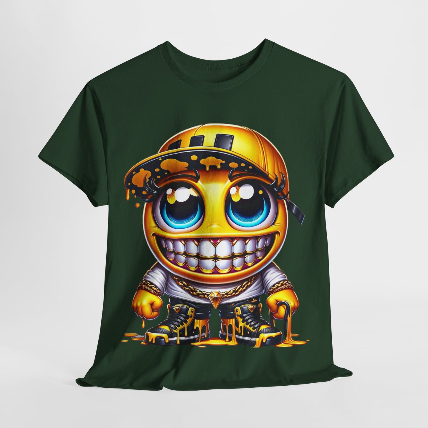 Blue Eyes Smiley Drippy Emoji Unisex Heavy Cotton Tee