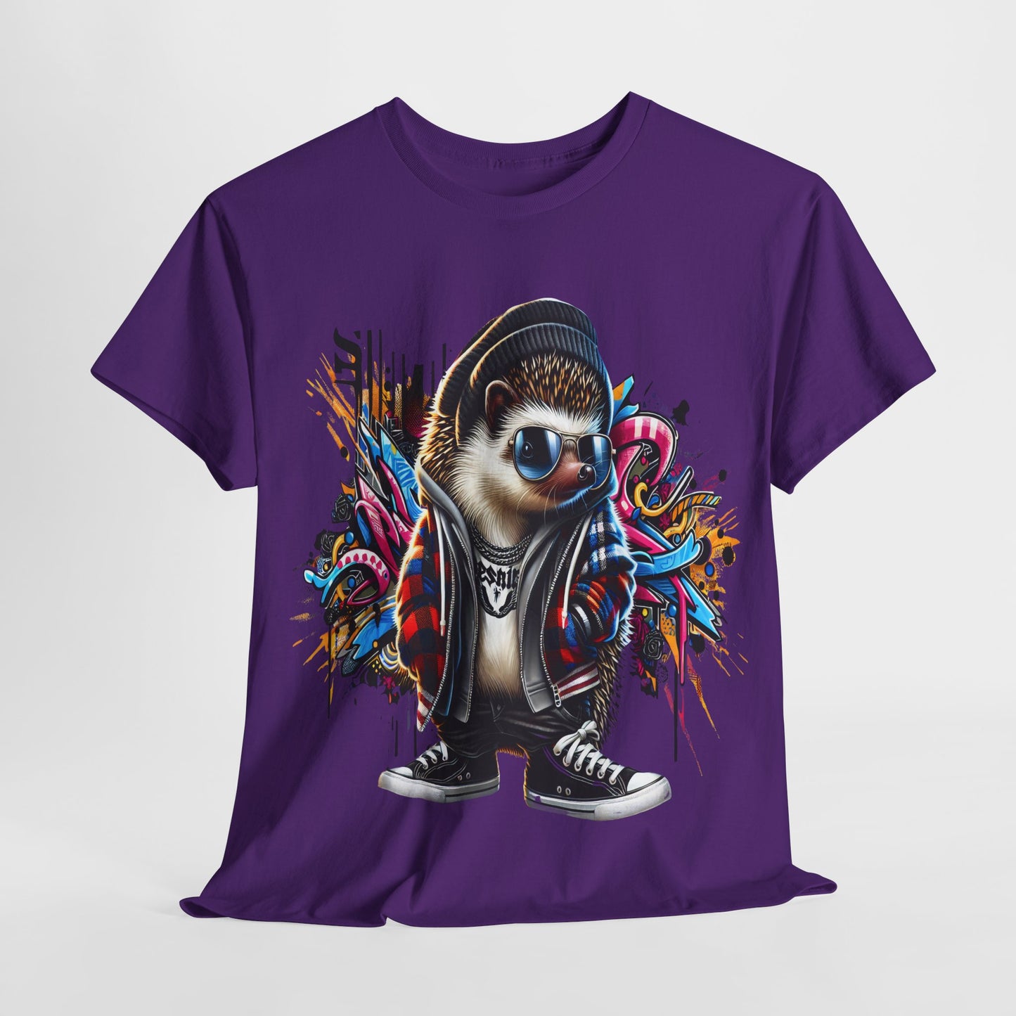 Cool Hipster Hedgehog Unisex Heavy Cotton Tee
