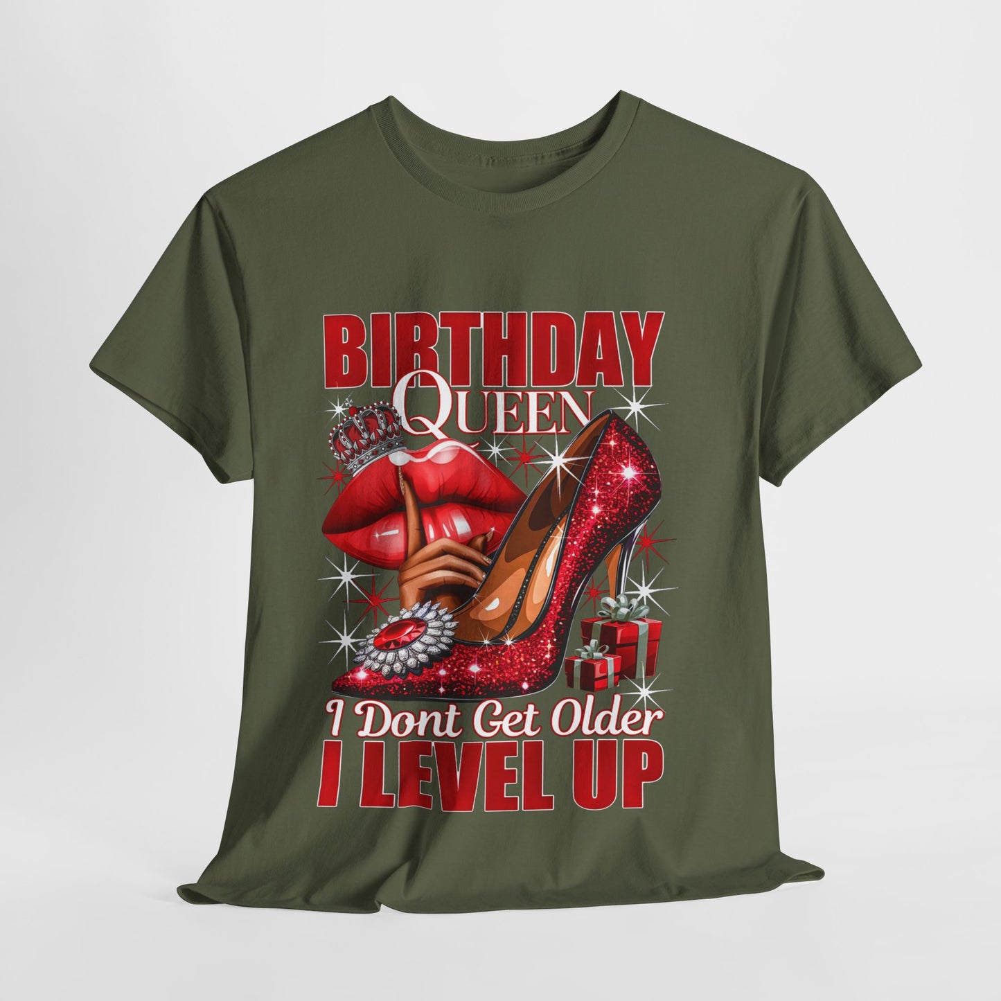 Birthday Queen Lips & Shoe #9 Heavy Cotton Tee