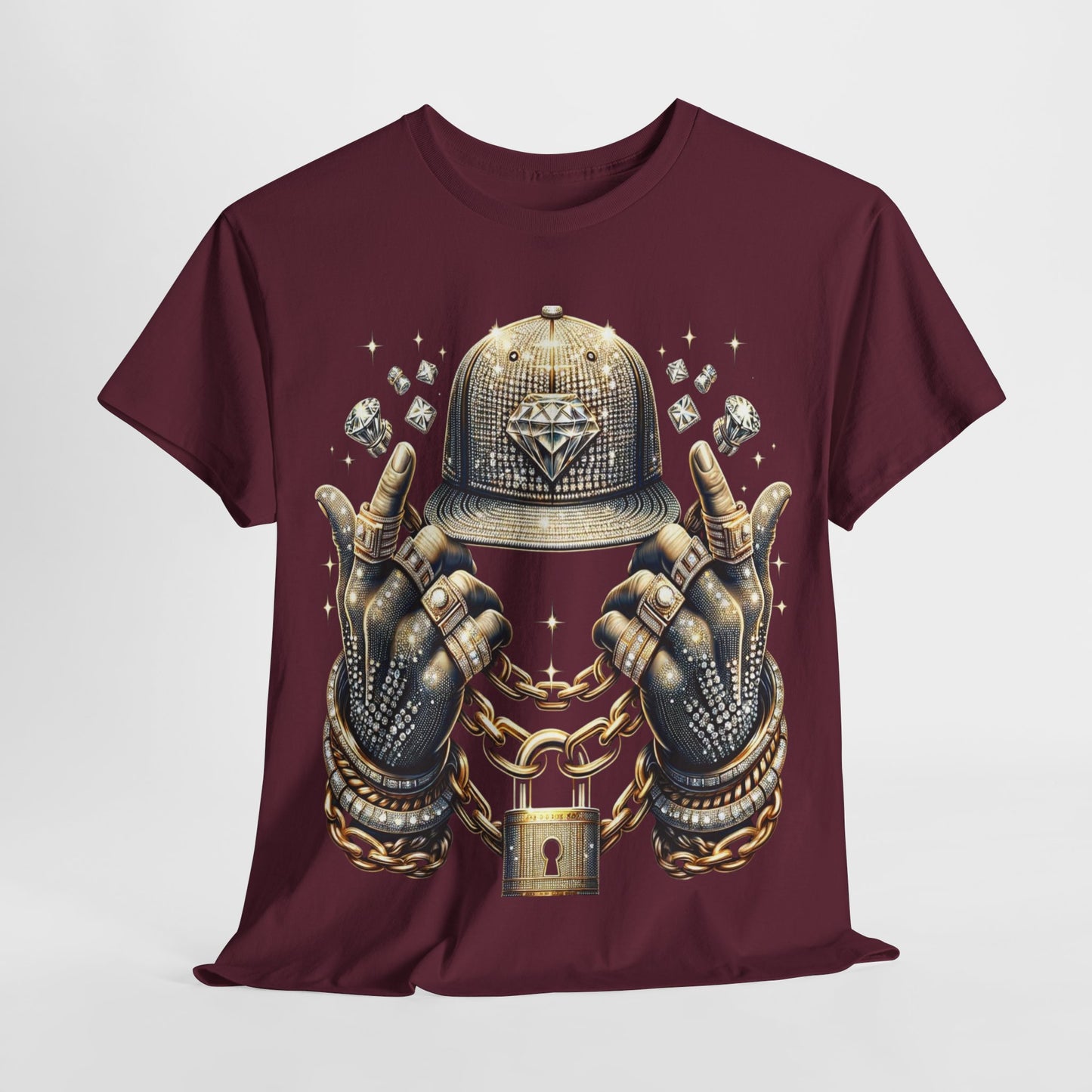 Drip Diamond Chain & Hat Bling #2 Unisex Heavy Cotton Tee