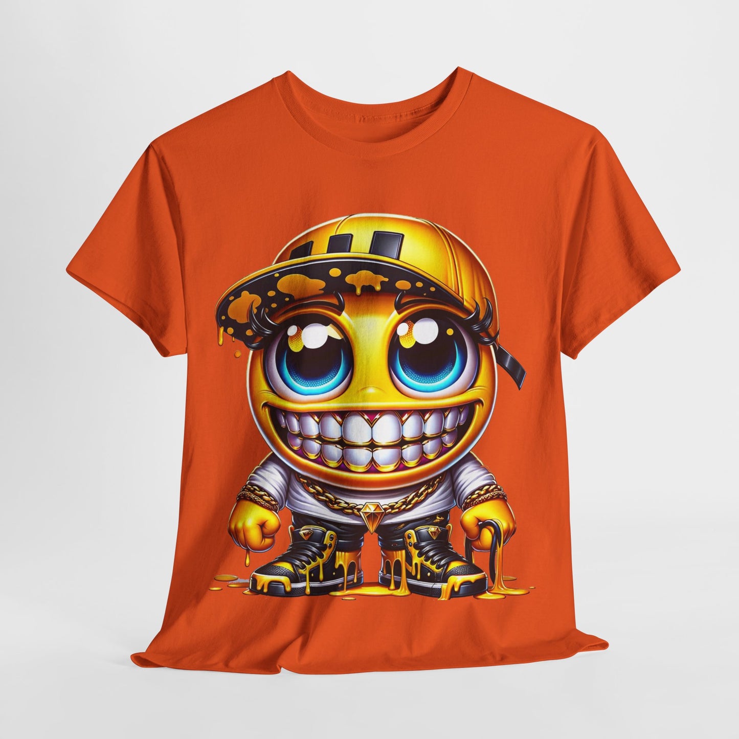 Blue Eyes Smiley Drippy Emoji Unisex Heavy Cotton Tee