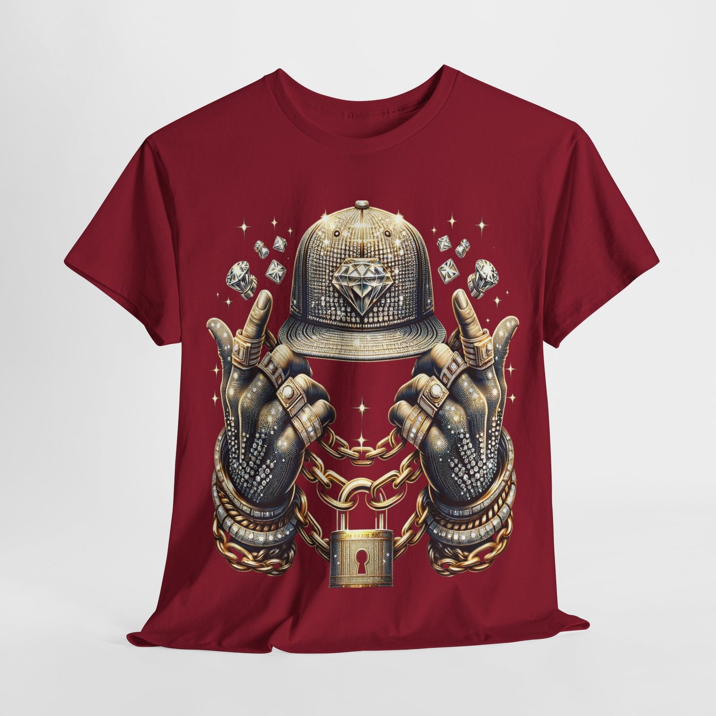 Drip Diamond Chain & Hat Bling #2 Unisex Heavy Cotton Tee