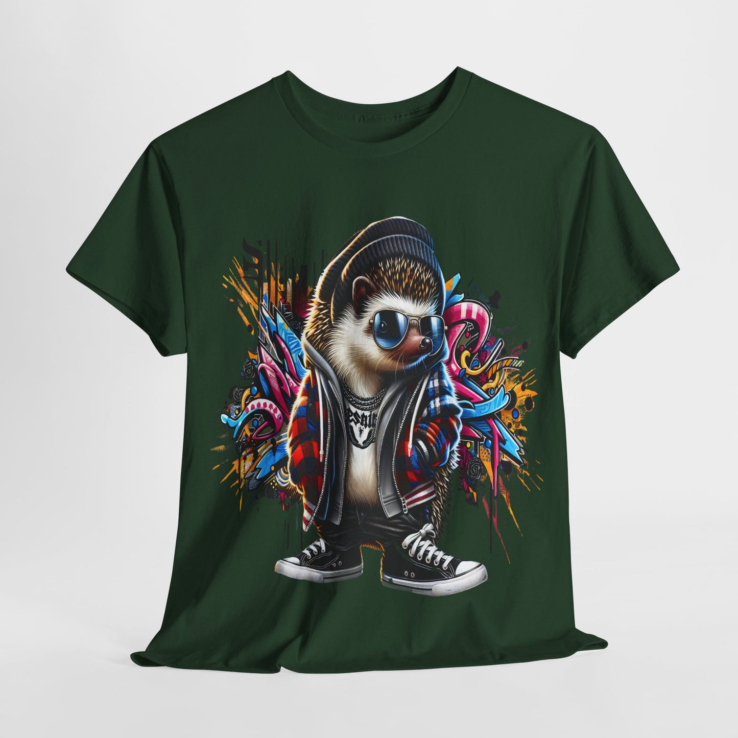 Cool Hipster Hedgehog Unisex Heavy Cotton Tee