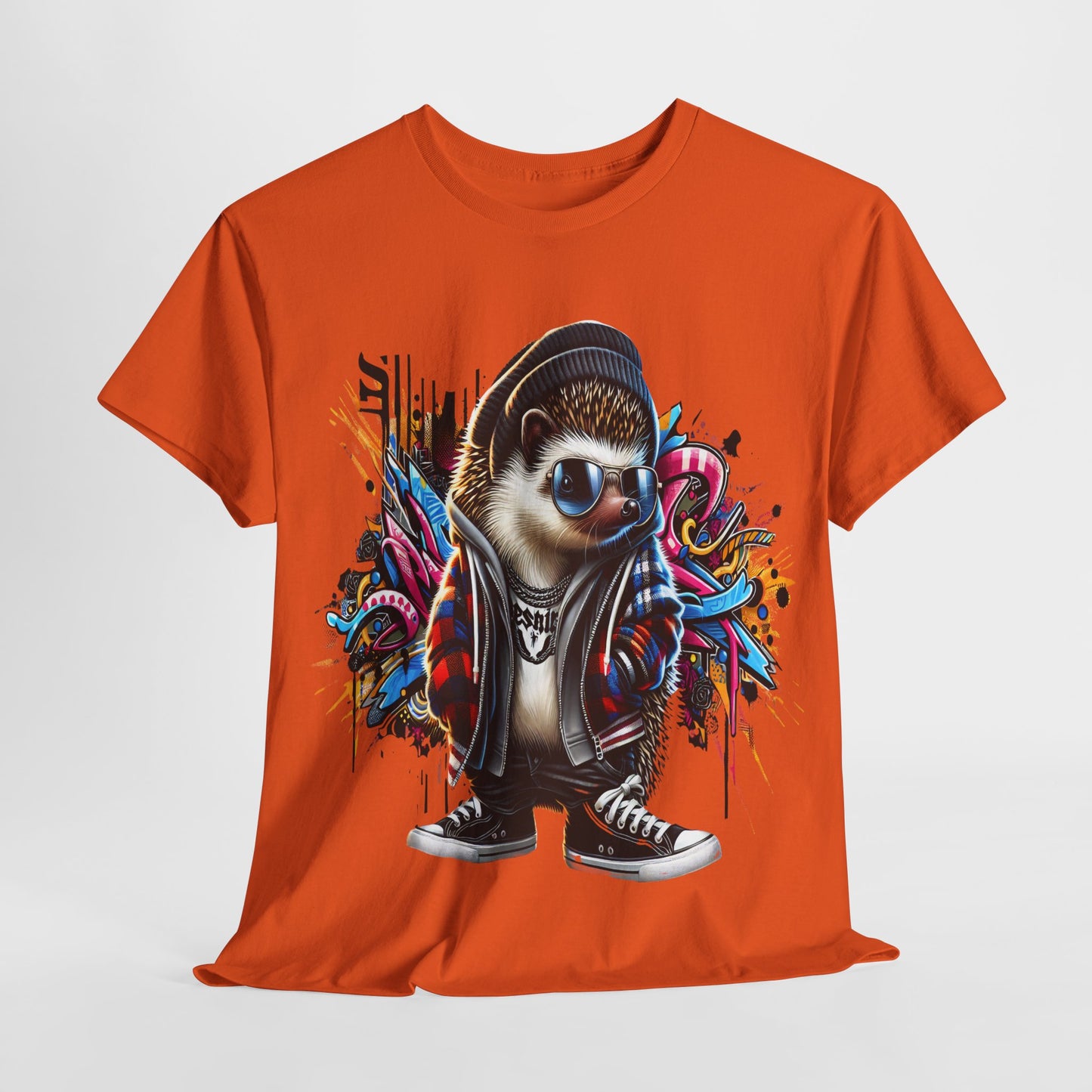 Cool Hipster Hedgehog Unisex Heavy Cotton Tee