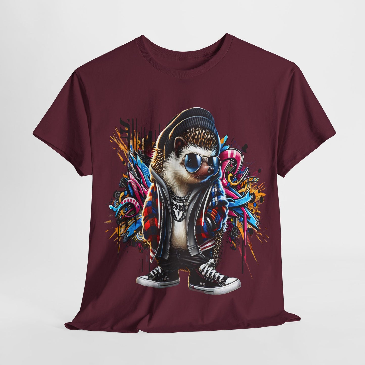 Cool Hipster Hedgehog Unisex Heavy Cotton Tee