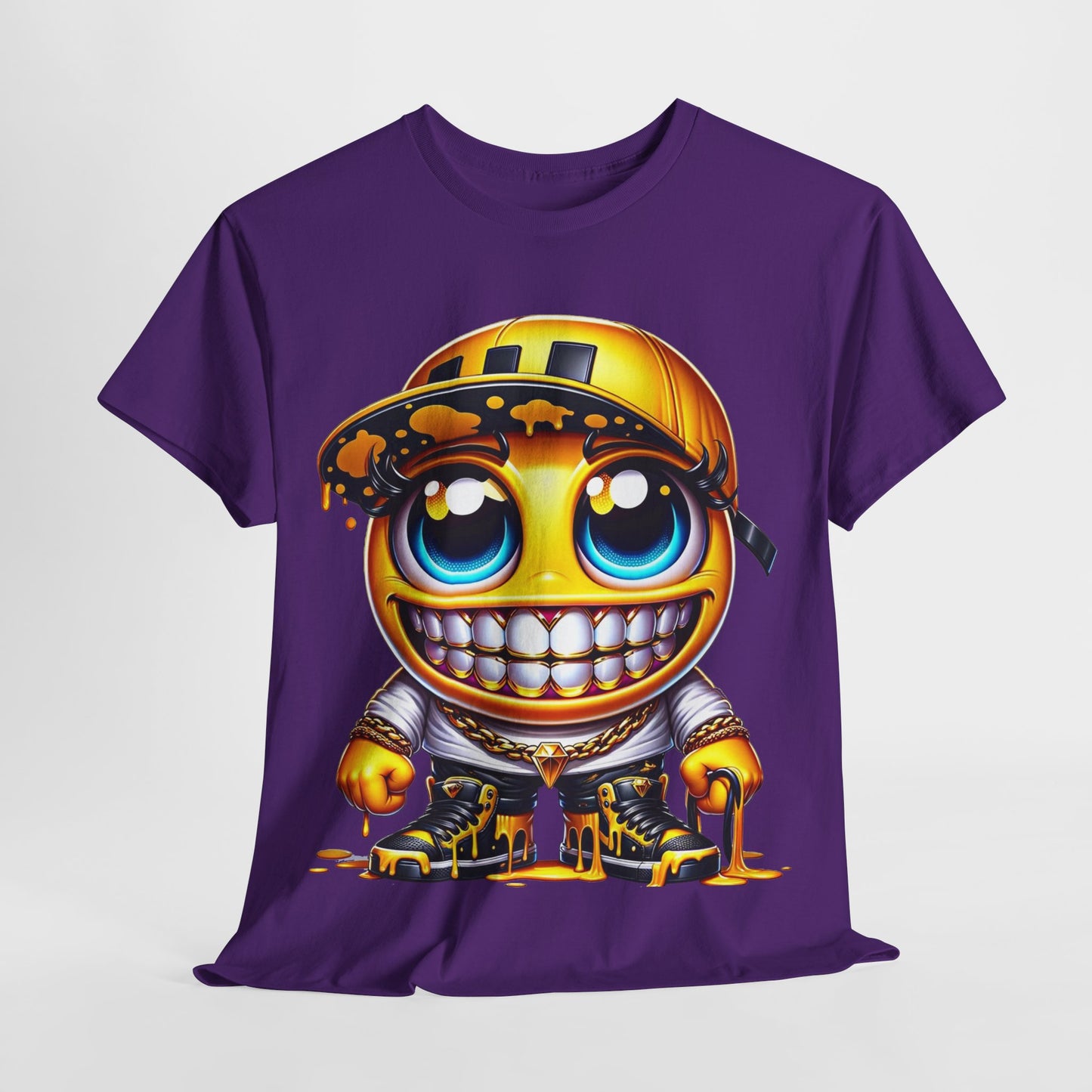 Blue Eyes Smiley Drippy Emoji Unisex Heavy Cotton Tee