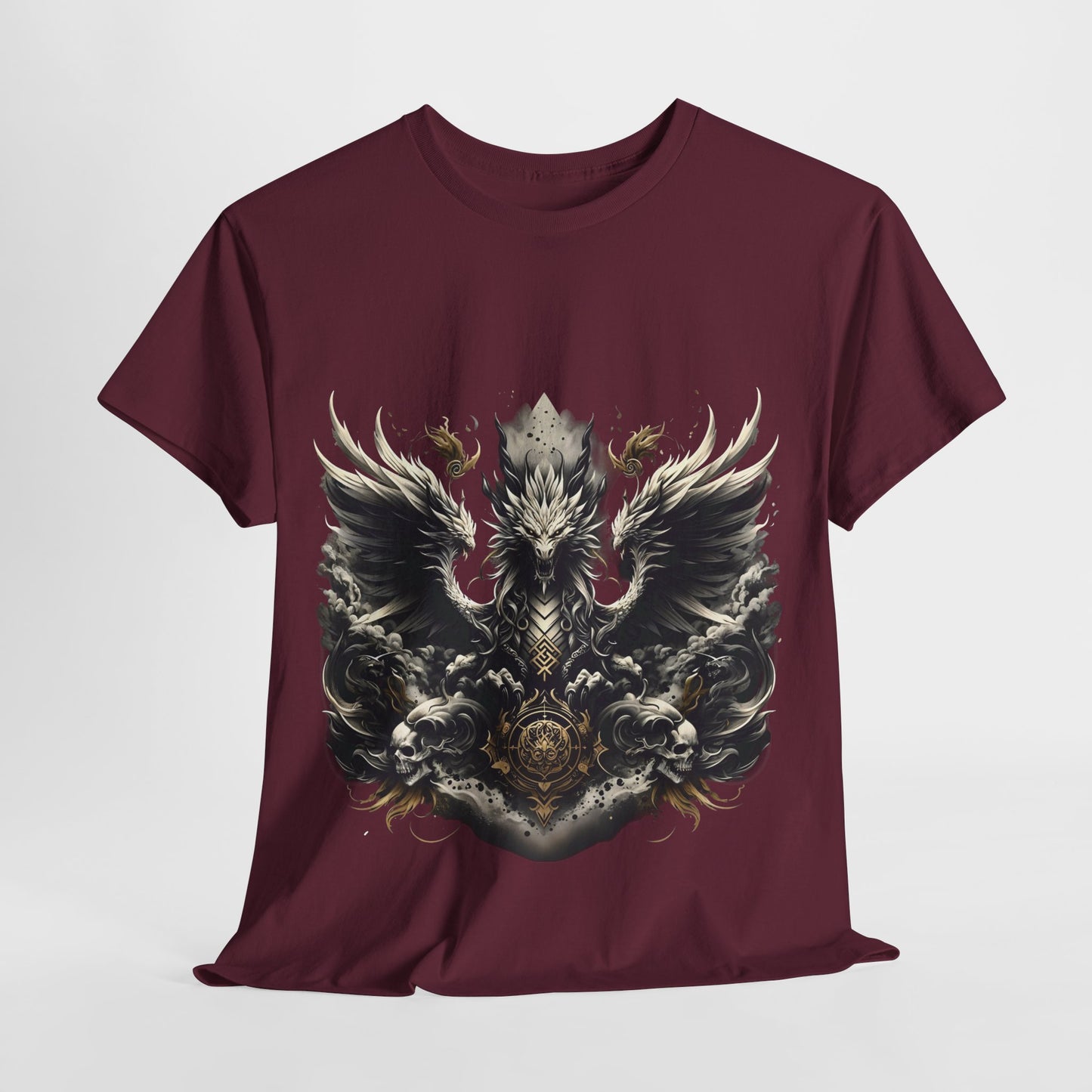 White Dragon & 2 Skulls Unisex Heavy Cotton Tee - 312tshirts 2