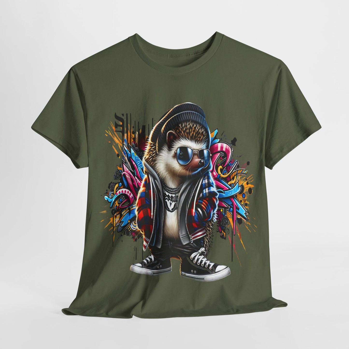 Cool Hipster Hedgehog Unisex Heavy Cotton Tee
