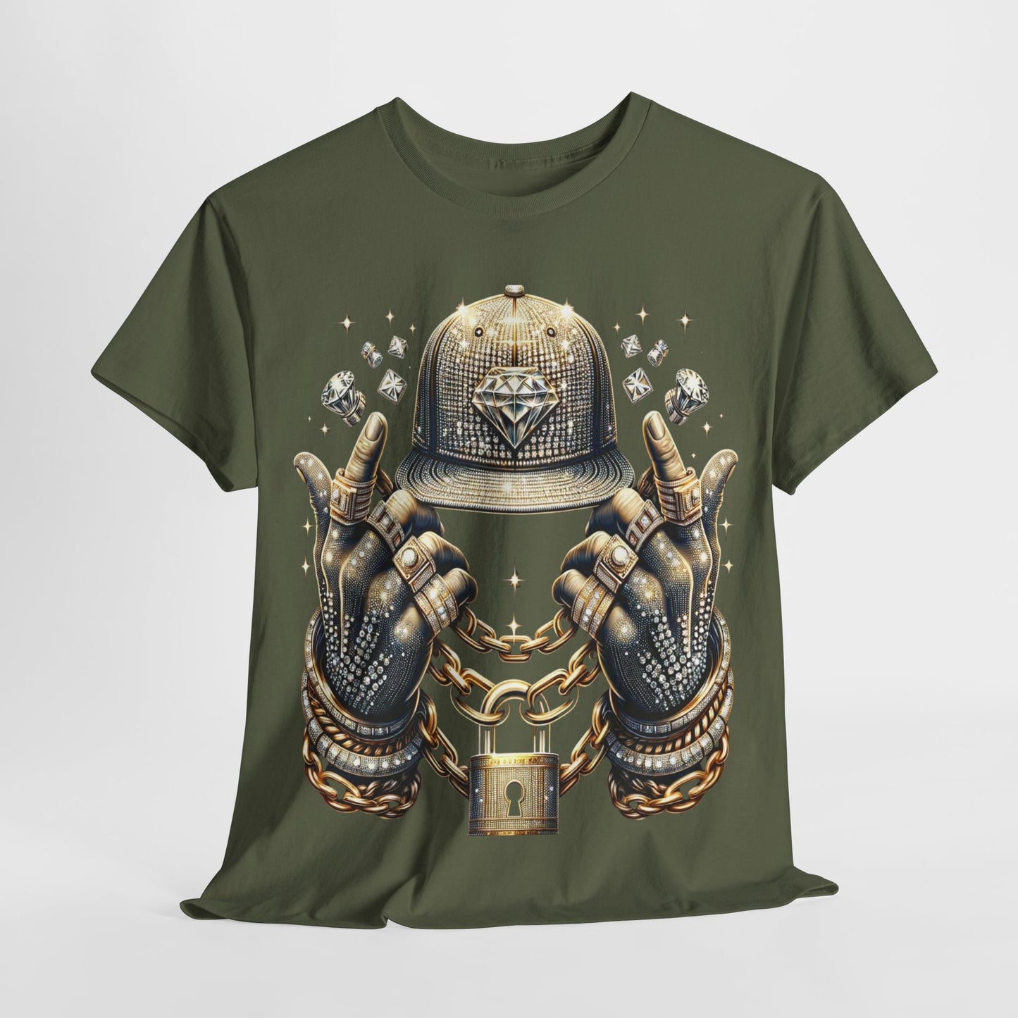Drip Diamond Chain & Hat Bling #2 Unisex Heavy Cotton Tee