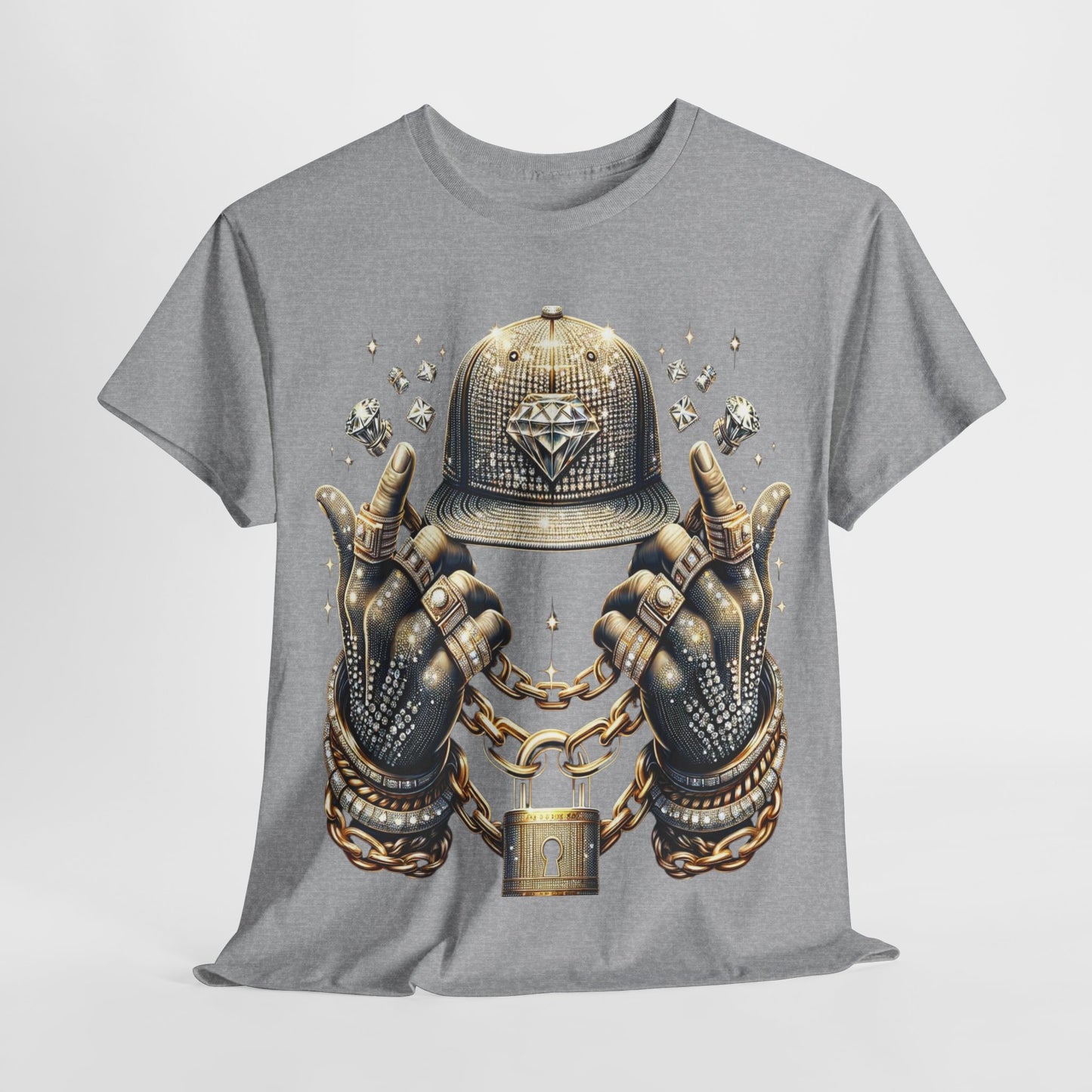 Drip Diamond Chain & Hat Bling #2 Unisex Heavy Cotton Tee