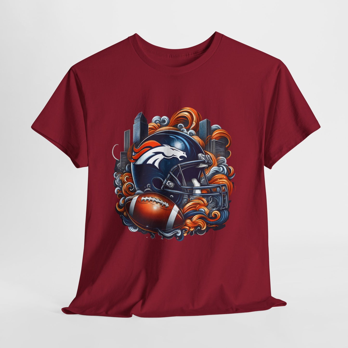 Sports Broncos Football Helmet #27 Unisex Heavy Cotton Tee