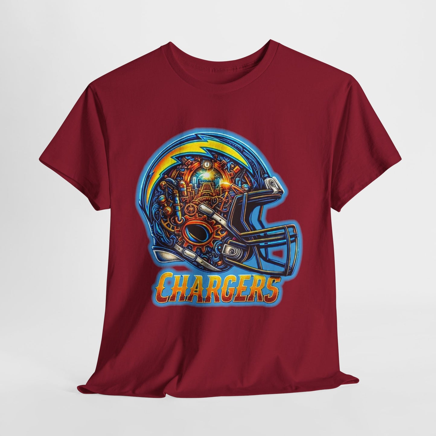 Sports Chargers Football Helmet #2 Unisex Heavy Cotton Tee