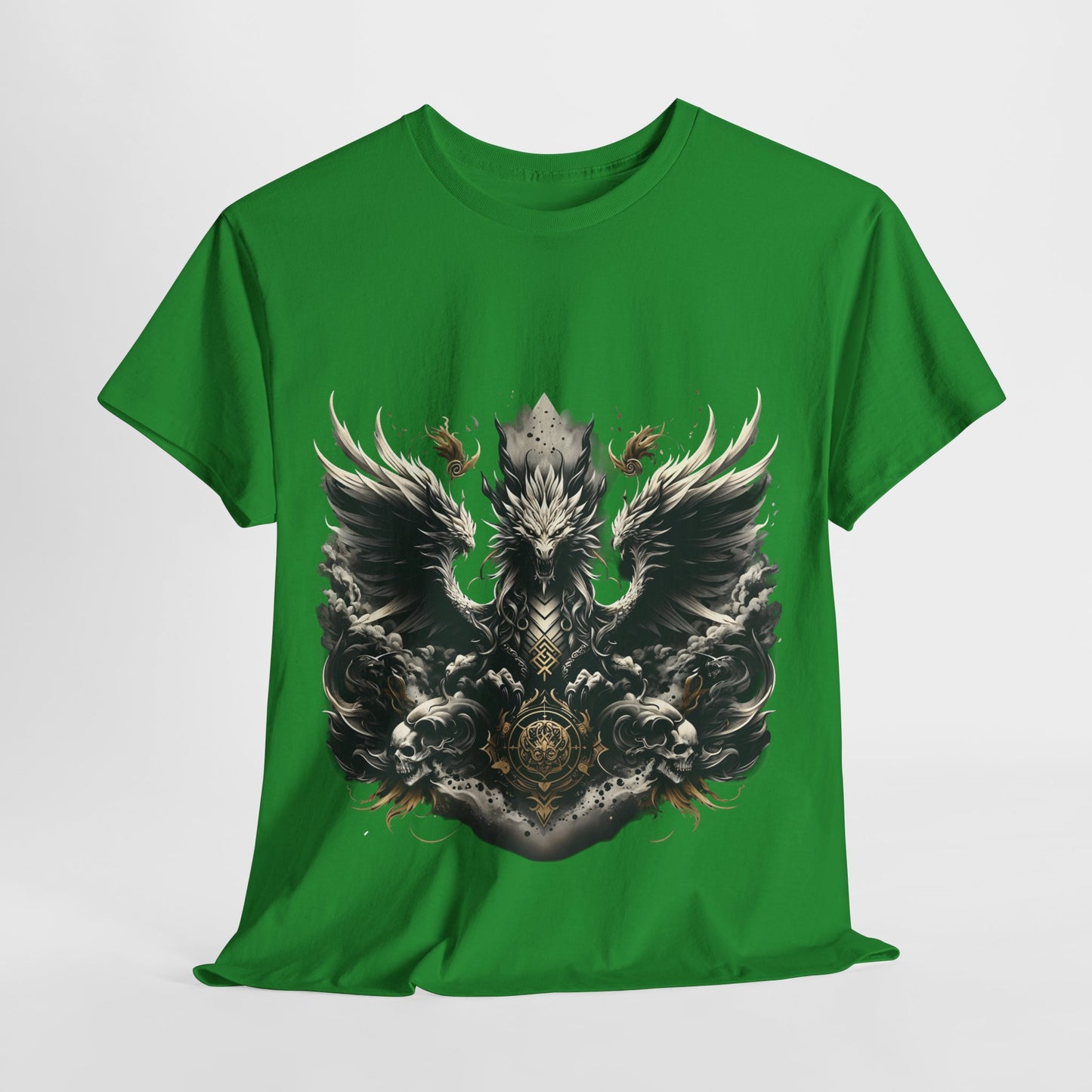 White Dragon & 2 Skulls Unisex Heavy Cotton Tee - 312tshirts 2