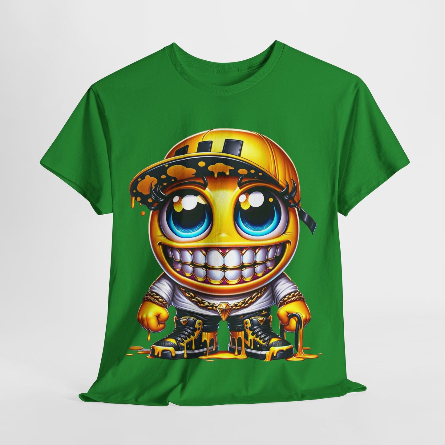 Blue Eyes Smiley Drippy Emoji Unisex Heavy Cotton Tee