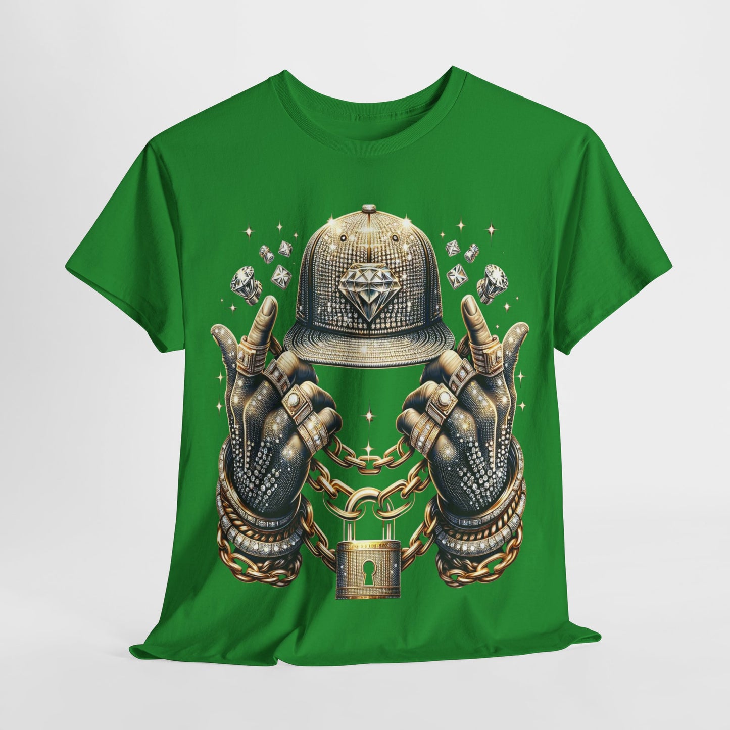 Drip Diamond Chain & Hat Bling #2 Unisex Heavy Cotton Tee