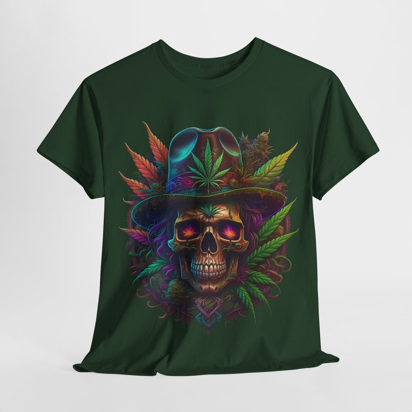 420 Psychedelic Skull & Hat Unisex Heavy Cotton Tee. - 312tshirts 2