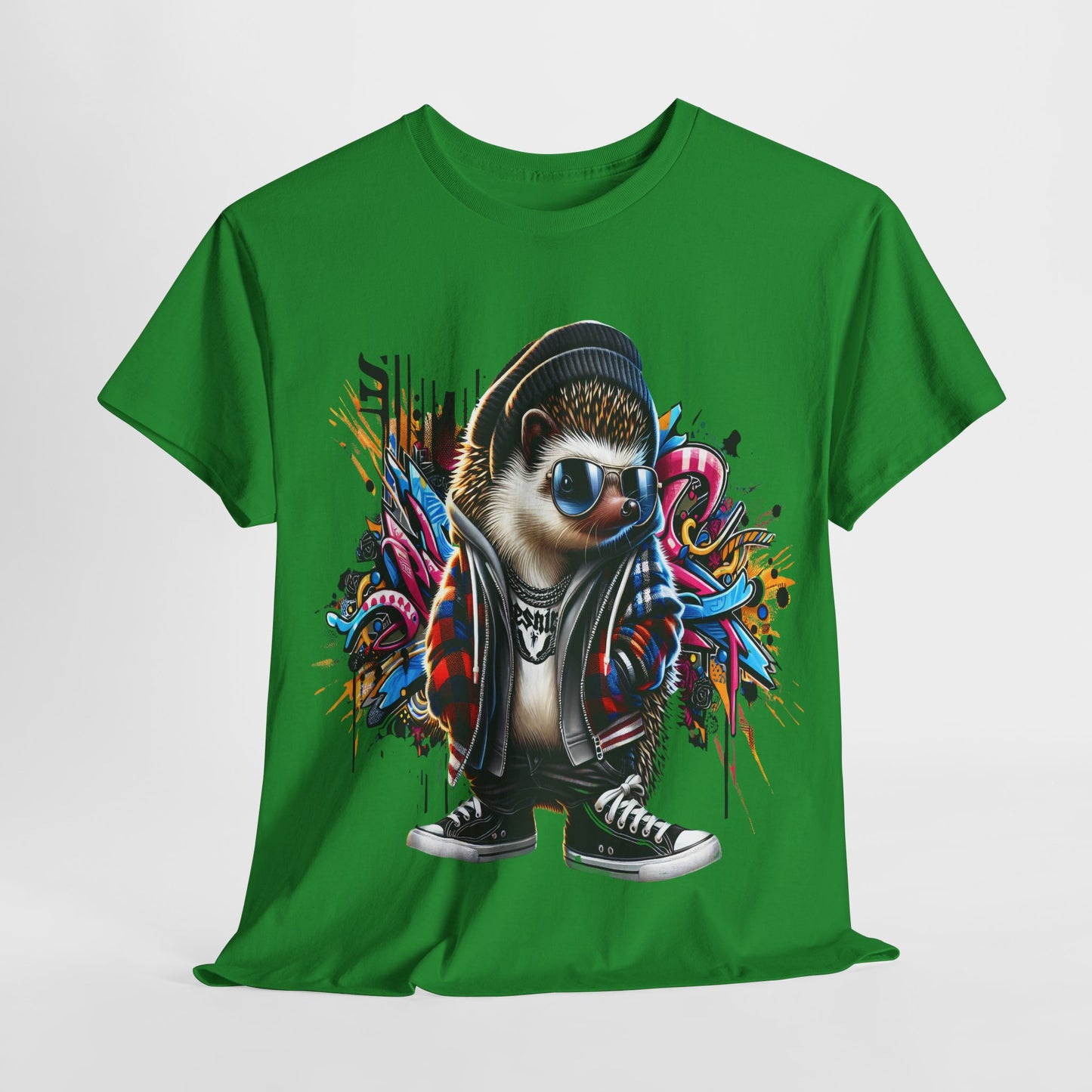 Cool Hipster Hedgehog Unisex Heavy Cotton Tee