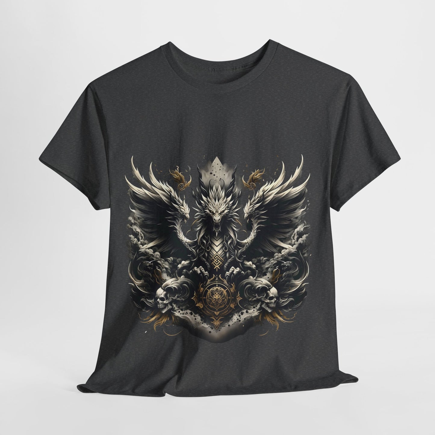 White Dragon & 2 Skulls Unisex Heavy Cotton Tee - 312tshirts 2