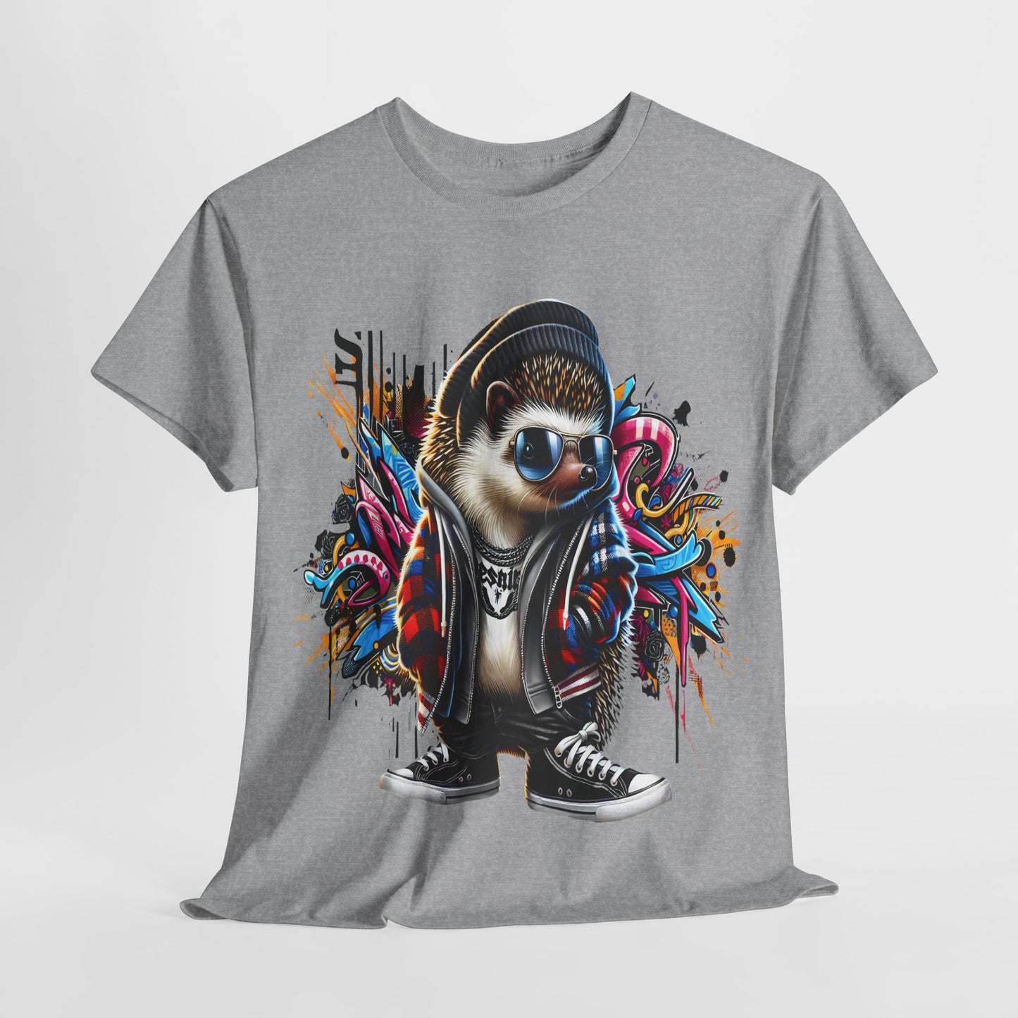 Cool Hipster Hedgehog Unisex Heavy Cotton Tee