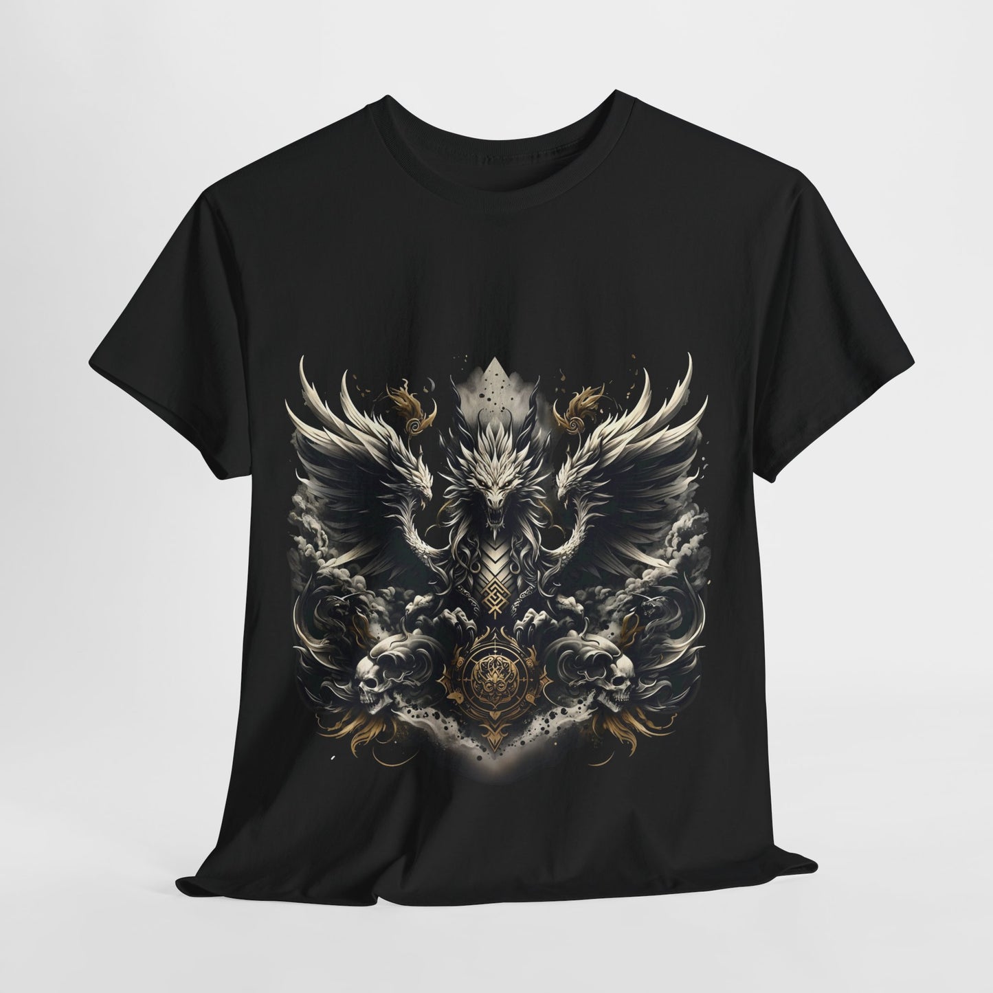 White Dragon & 2 Skulls Unisex Heavy Cotton Tee - 312tshirts 2