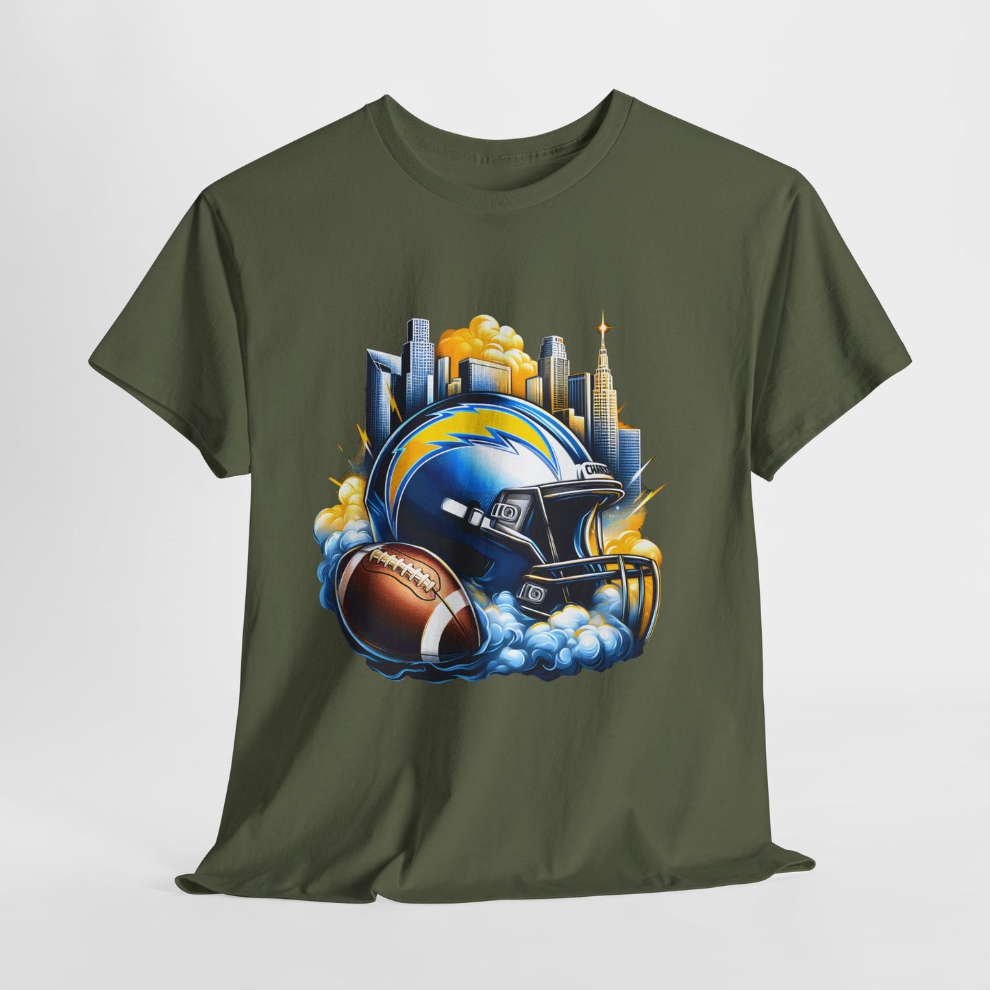 Sports Chargers Football Helmet #1 Unisex Heavy Cotton Tee