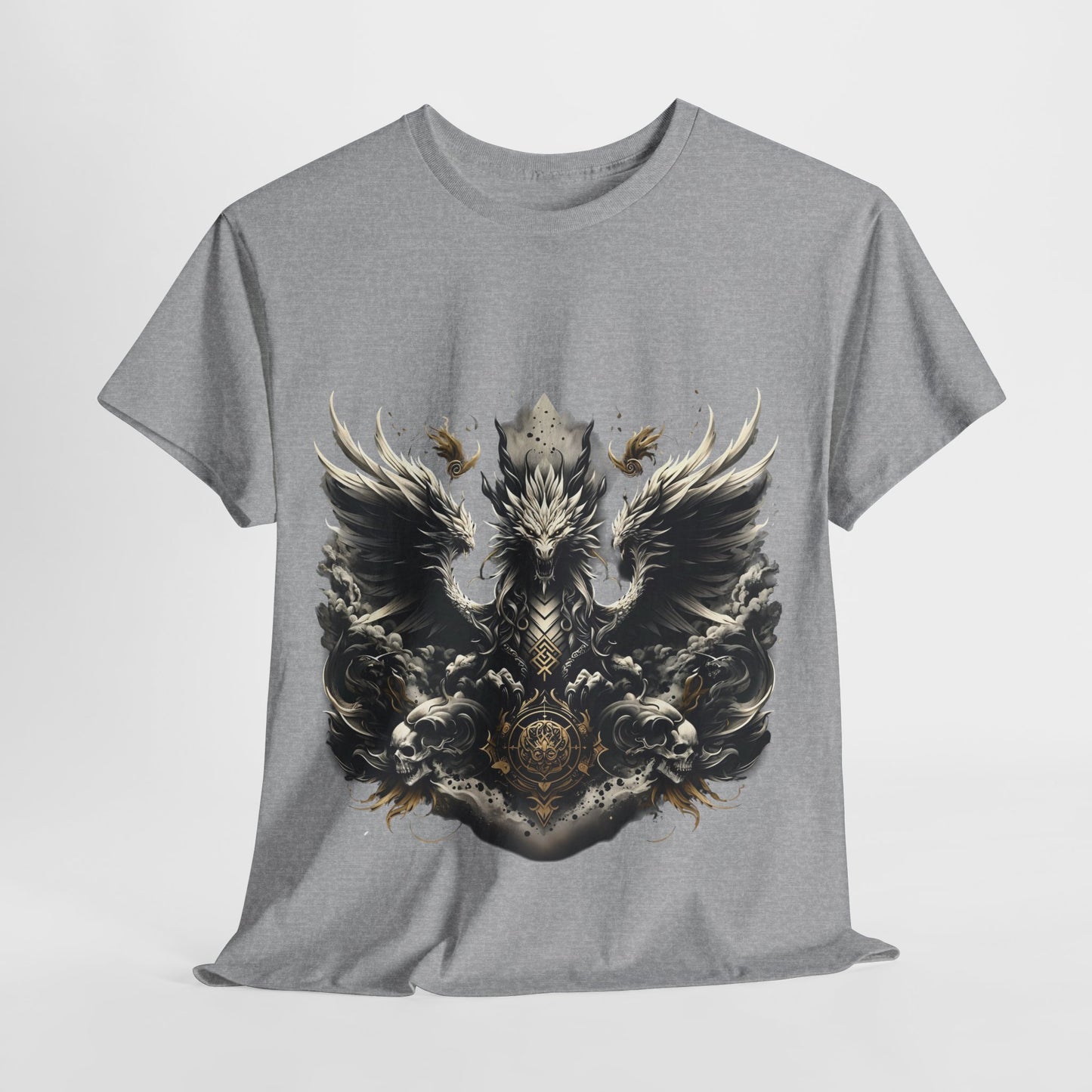 White Dragon & 2 Skulls Unisex Heavy Cotton Tee - 312tshirts 2