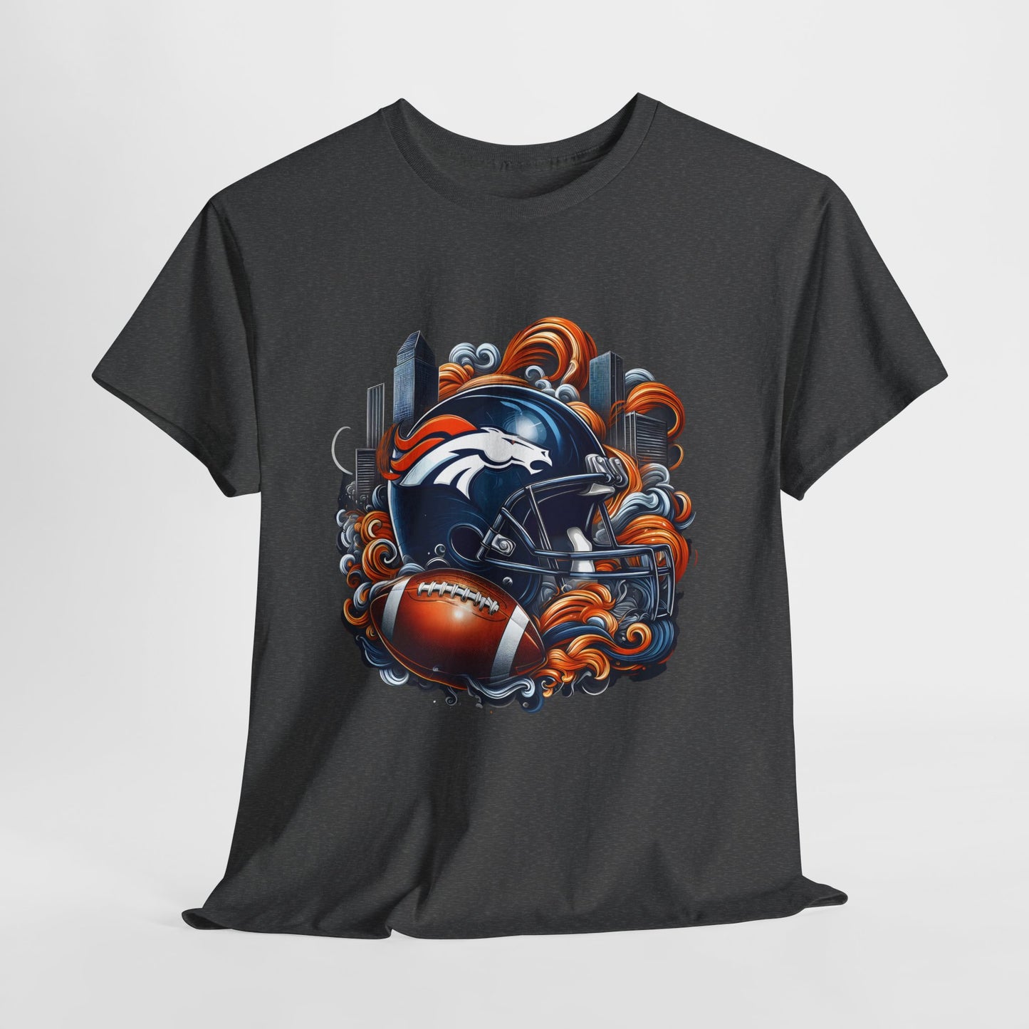 Sports Broncos Football Helmet #27 Unisex Heavy Cotton Tee