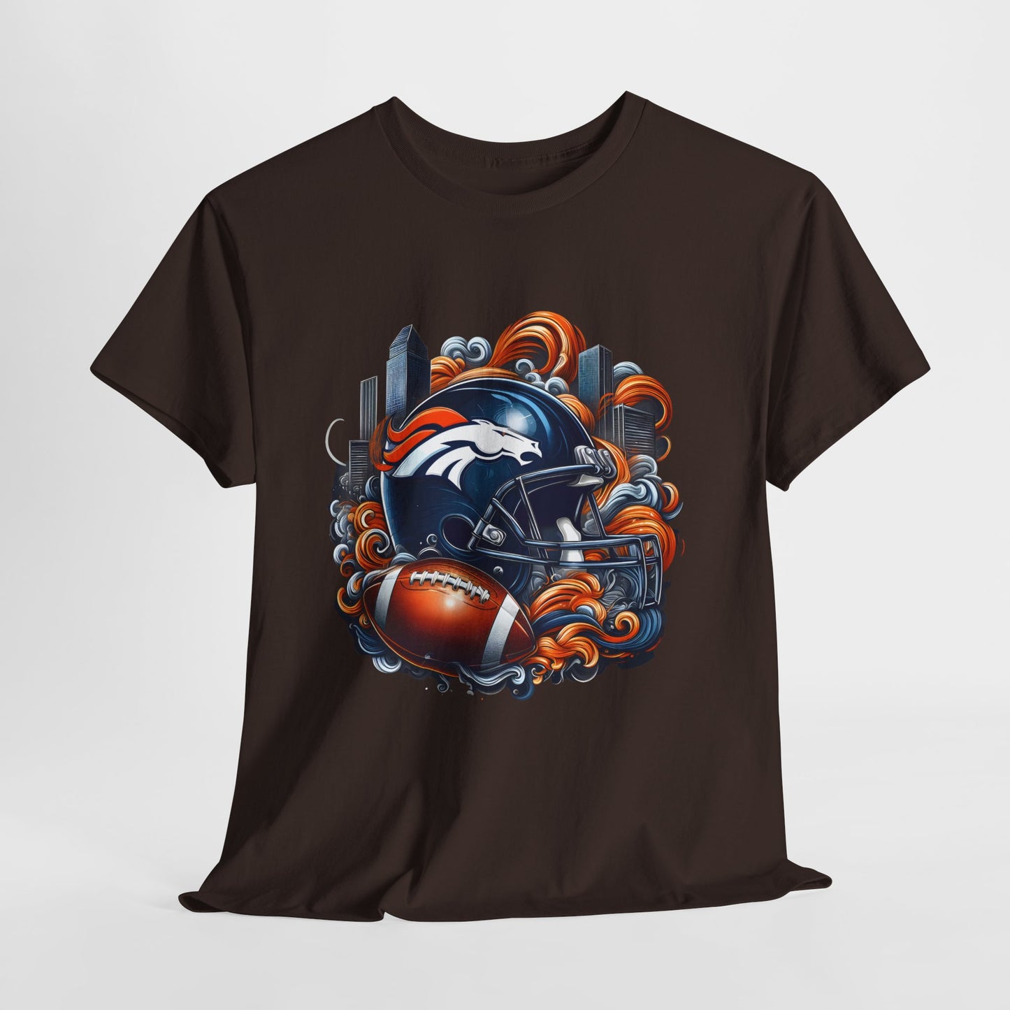 Sports Broncos Football Helmet #27 Unisex Heavy Cotton Tee