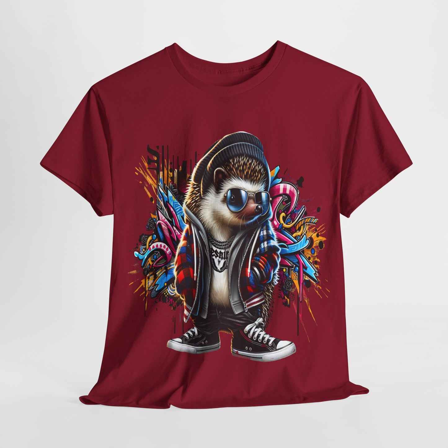 Cool Hipster Hedgehog Unisex Heavy Cotton Tee