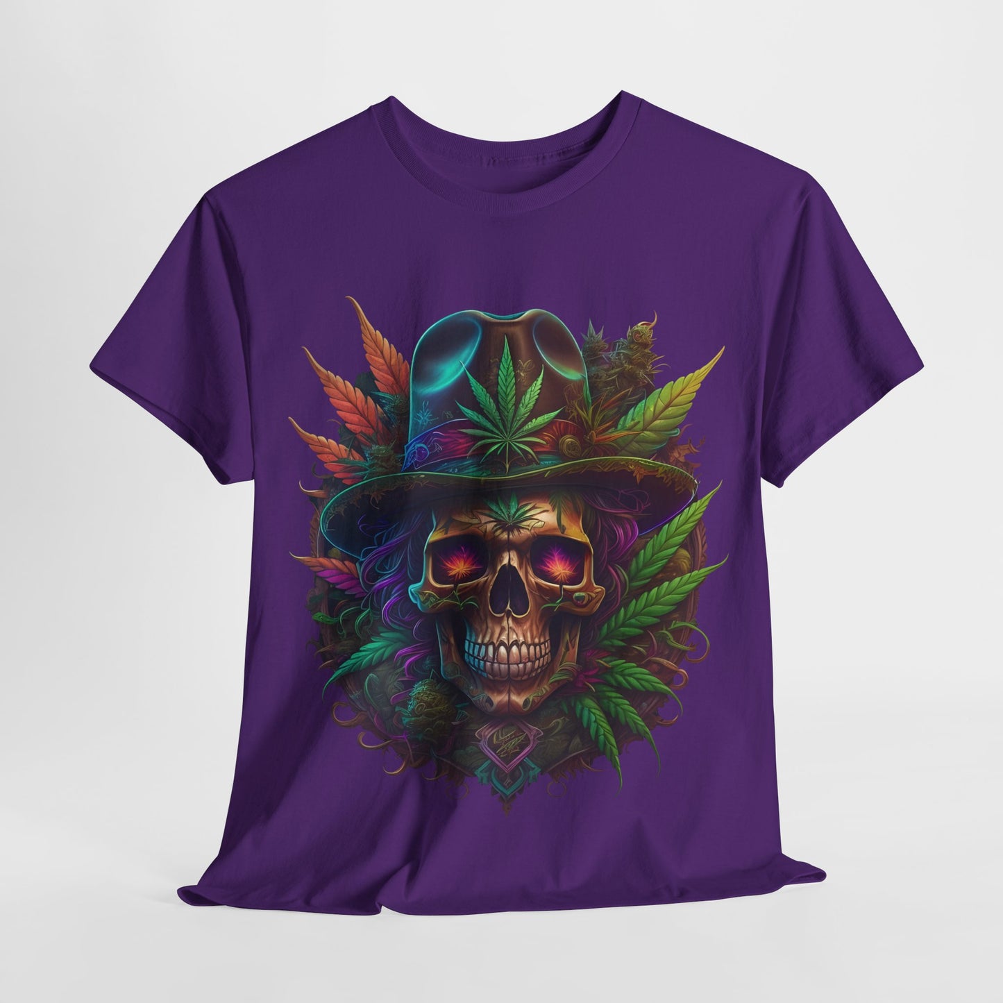 420 Psychedelic Skull & Hat Unisex Heavy Cotton Tee. - 312tshirts 2