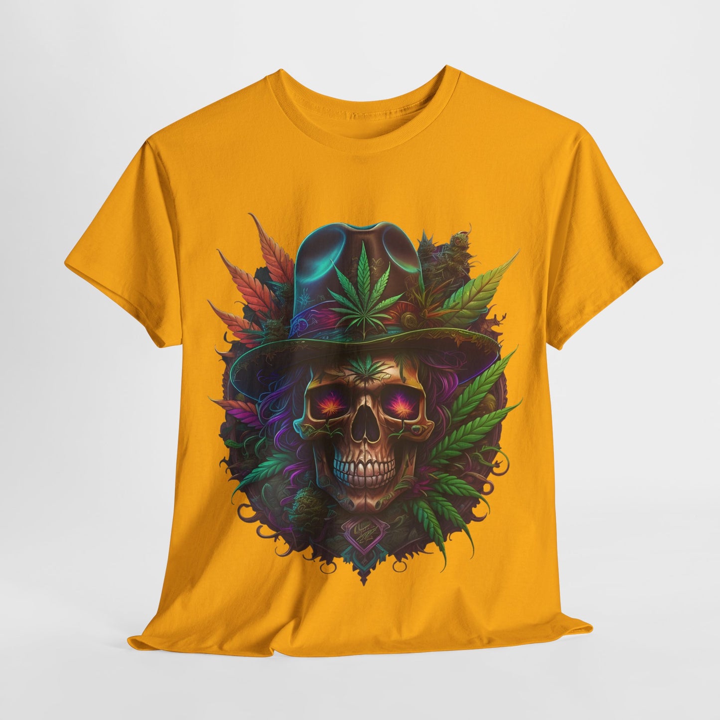 420 Psychedelic Skull & Hat Unisex Heavy Cotton Tee. - 312tshirts 2