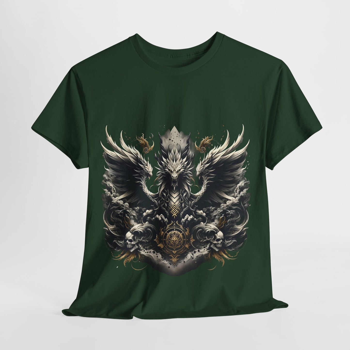 White Dragon & 2 Skulls Unisex Heavy Cotton Tee - 312tshirts 2