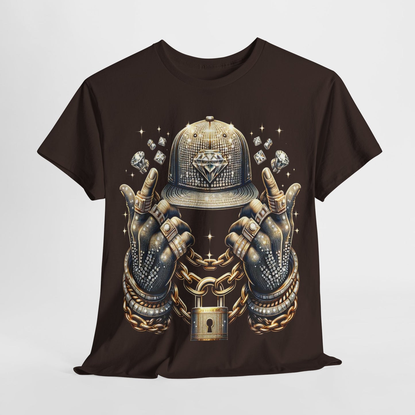 Drip Diamond Chain & Hat Bling #2 Unisex Heavy Cotton Tee