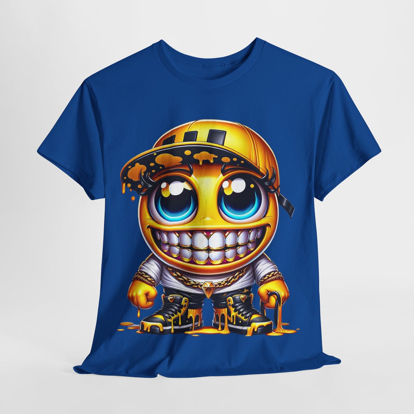 Blue Eyes Smiley Drippy Emoji Unisex Heavy Cotton Tee