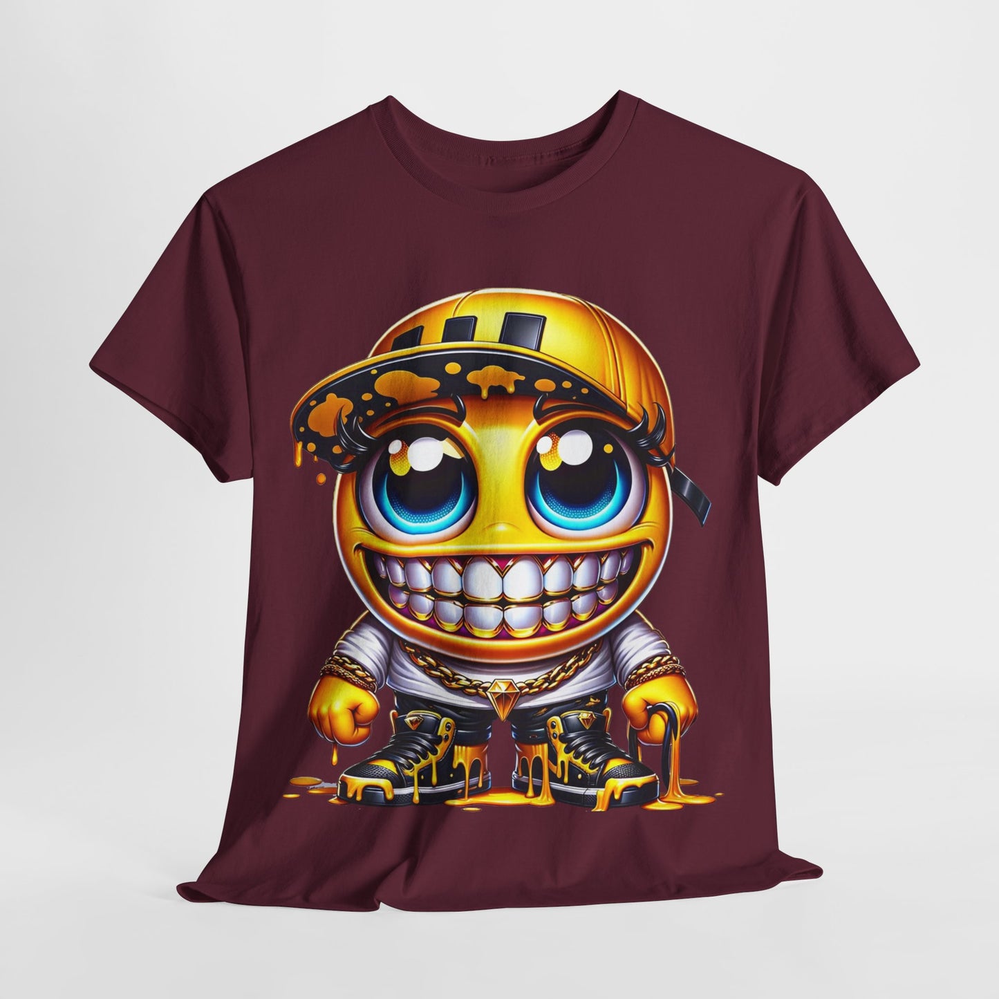 Blue Eyes Smiley Drippy Emoji Unisex Heavy Cotton Tee