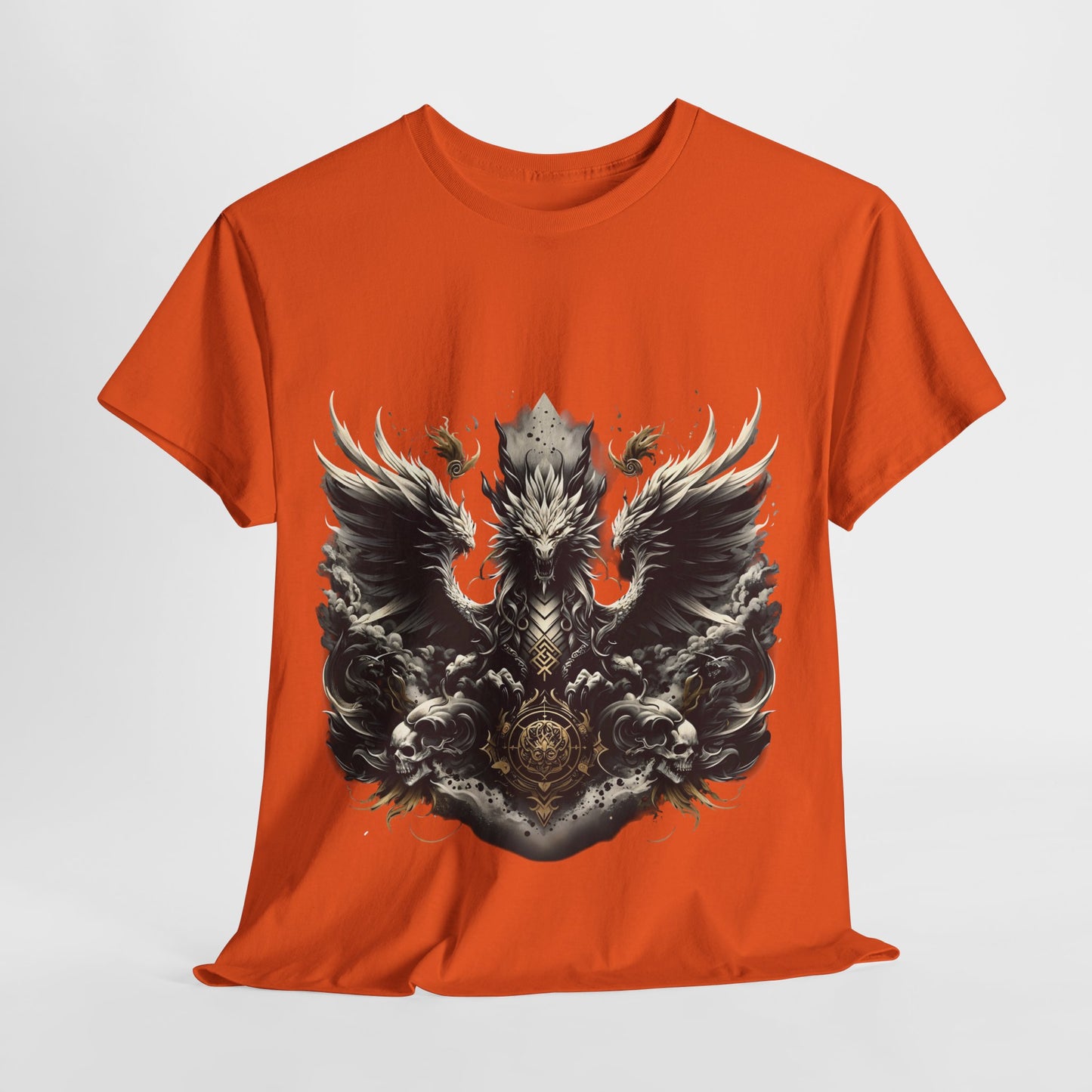 White Dragon & 2 Skulls Unisex Heavy Cotton Tee - 312tshirts 2