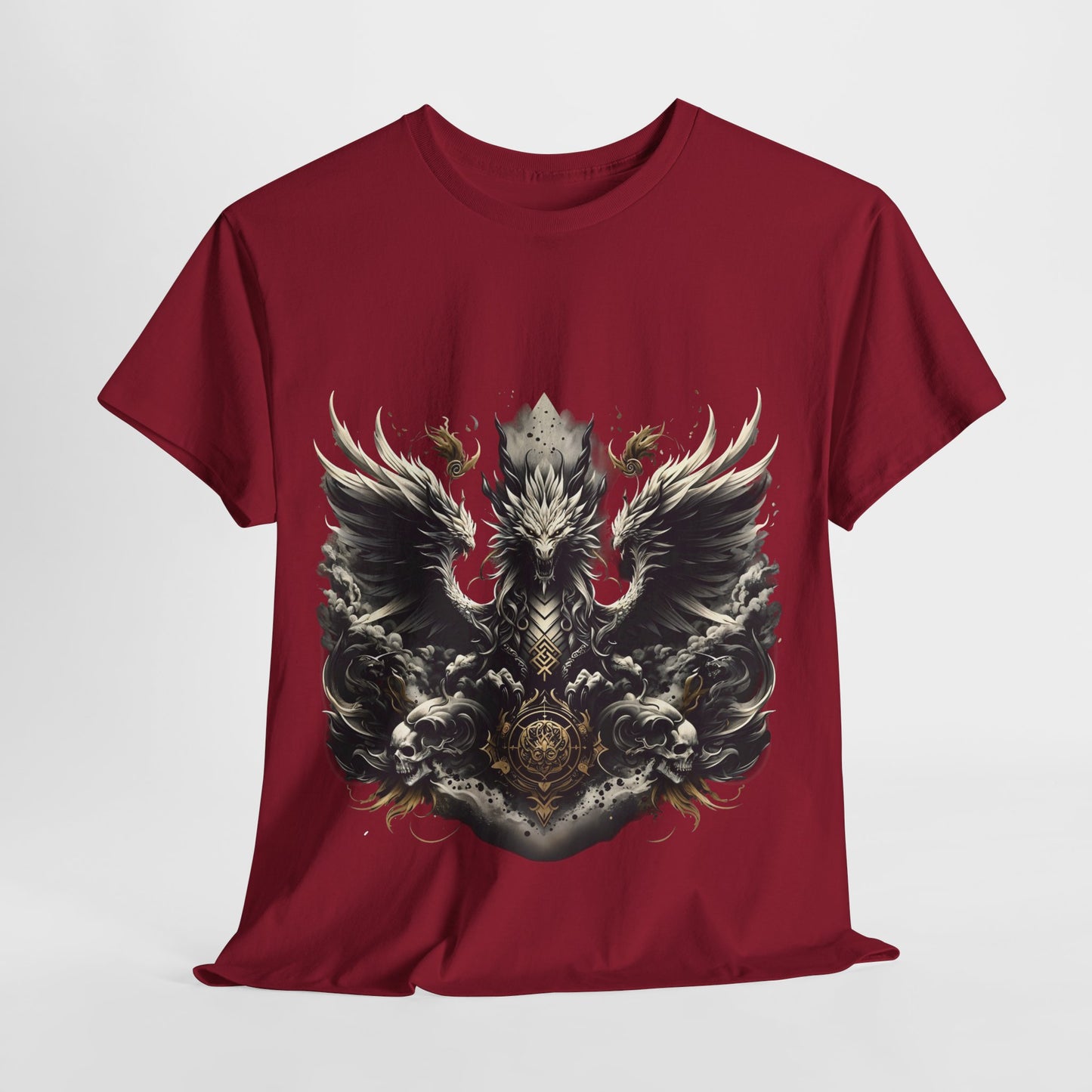 White Dragon & 2 Skulls Unisex Heavy Cotton Tee - 312tshirts 2