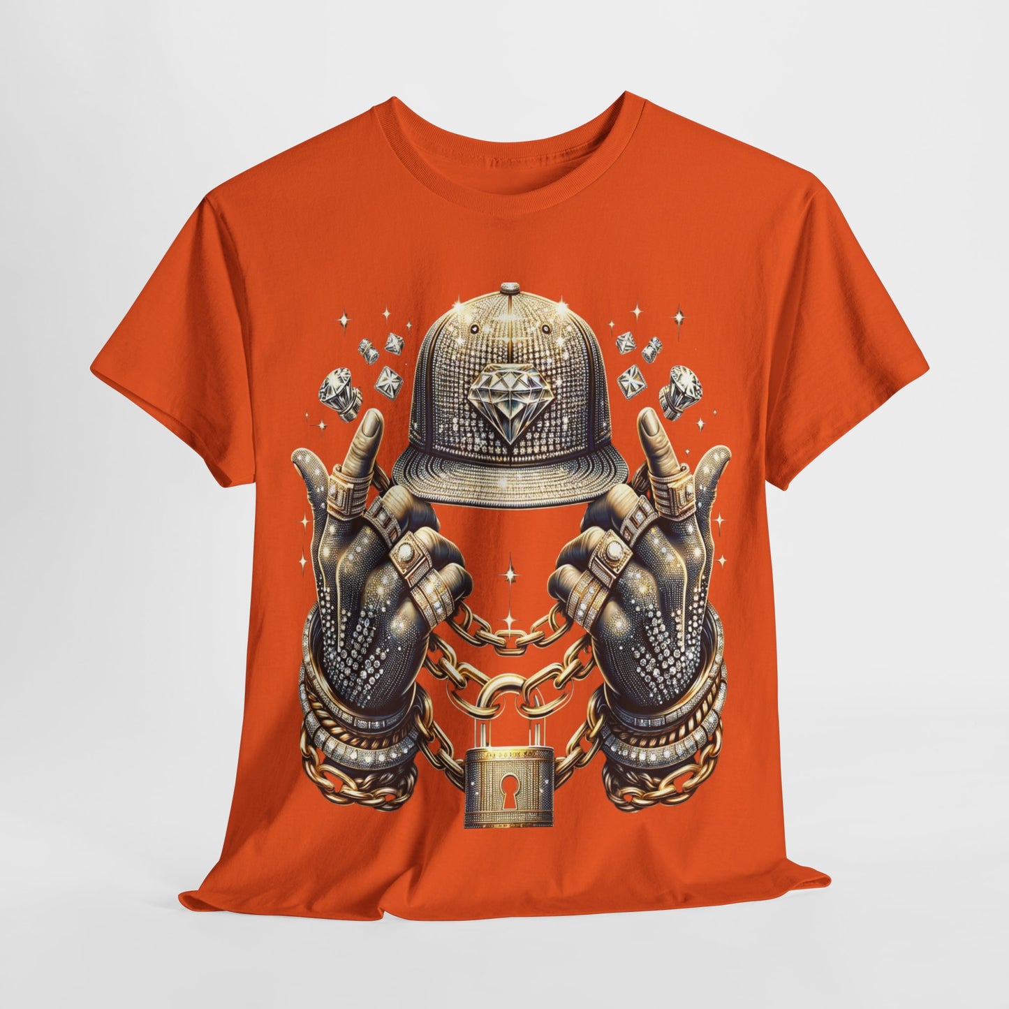 Drip Diamond Chain & Hat Bling #2 Unisex Heavy Cotton Tee