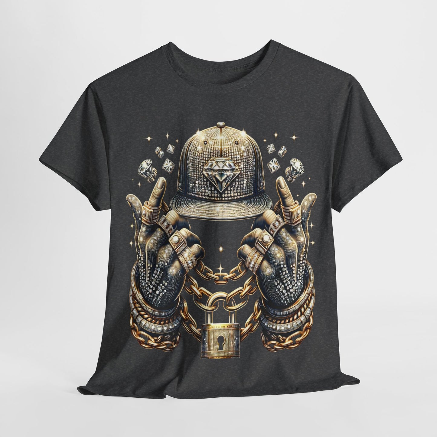 Drip Diamond Chain & Hat Bling #2 Unisex Heavy Cotton Tee