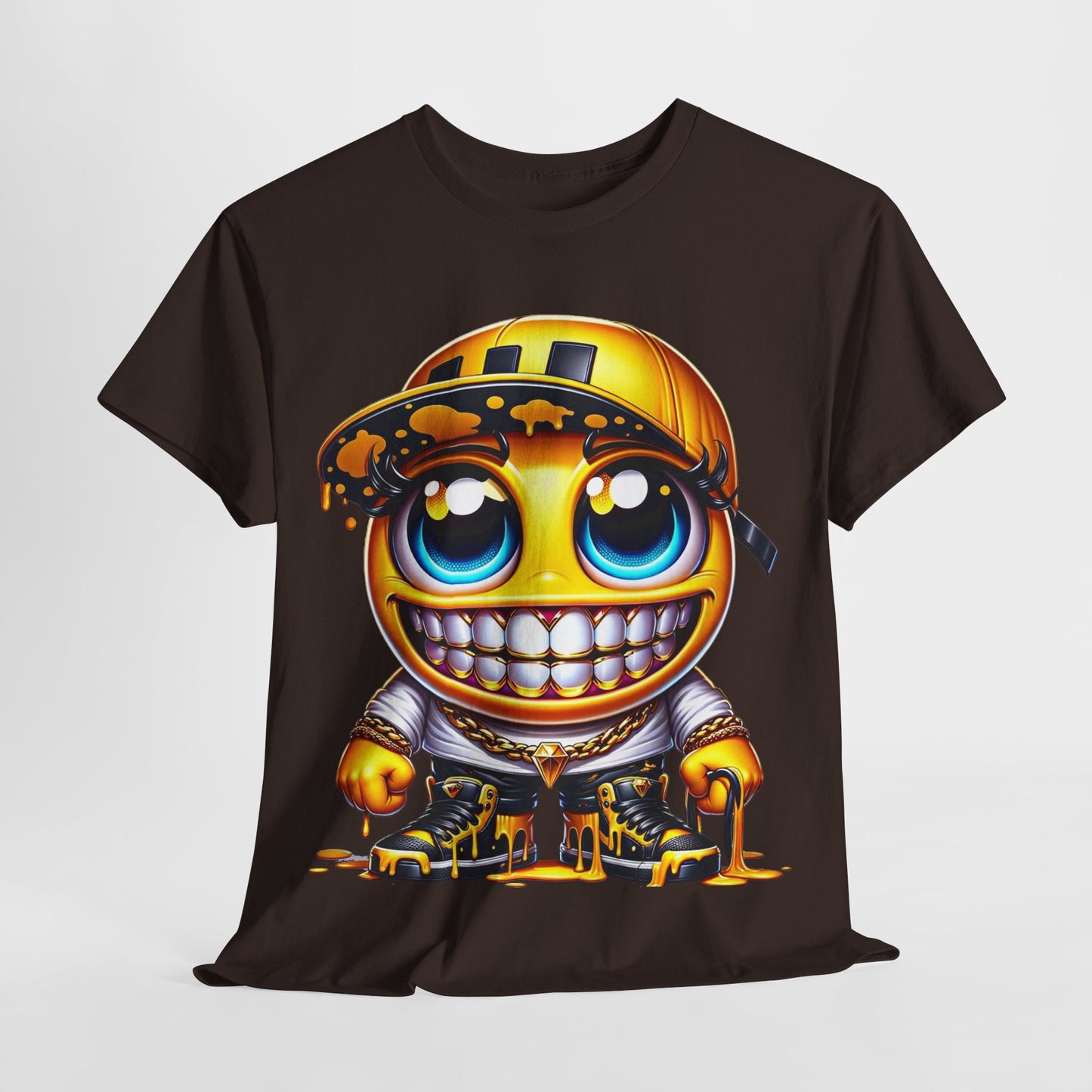 Blue Eyes Smiley Drippy Emoji Unisex Heavy Cotton Tee