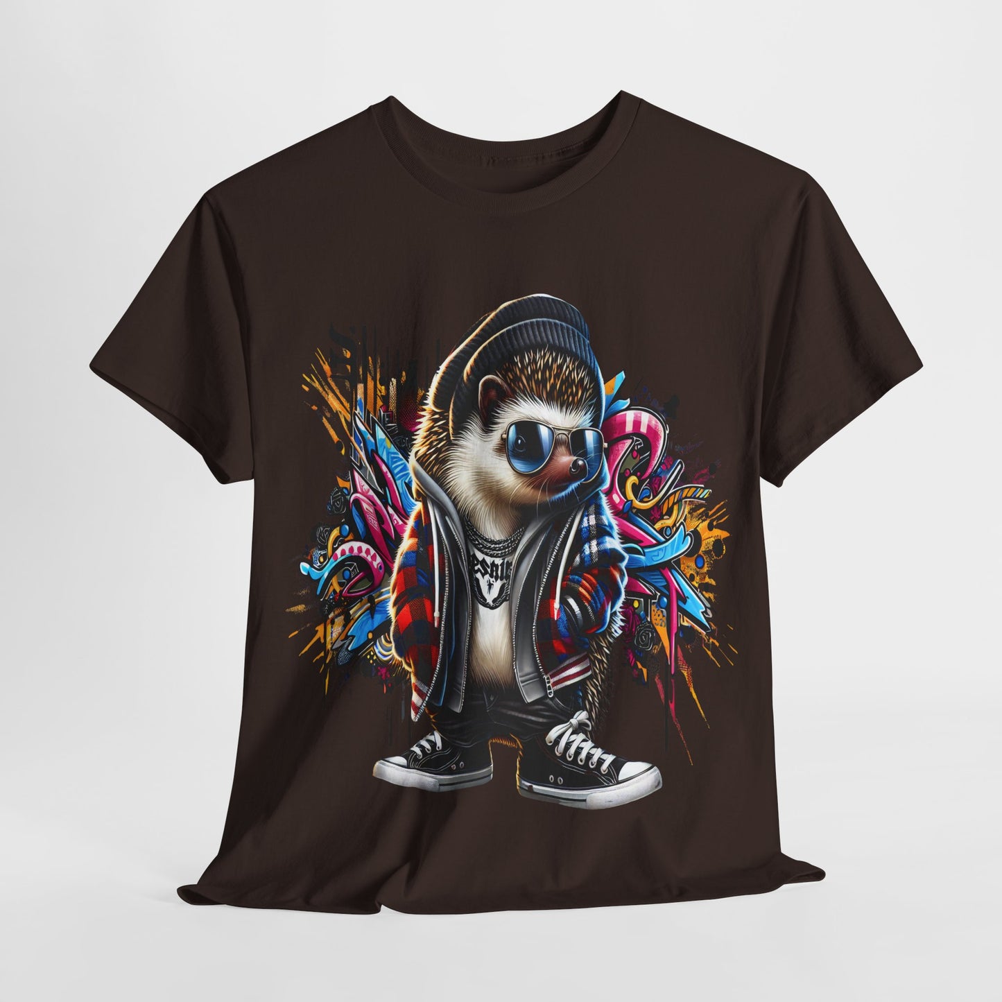 Cool Hipster Hedgehog Unisex Heavy Cotton Tee