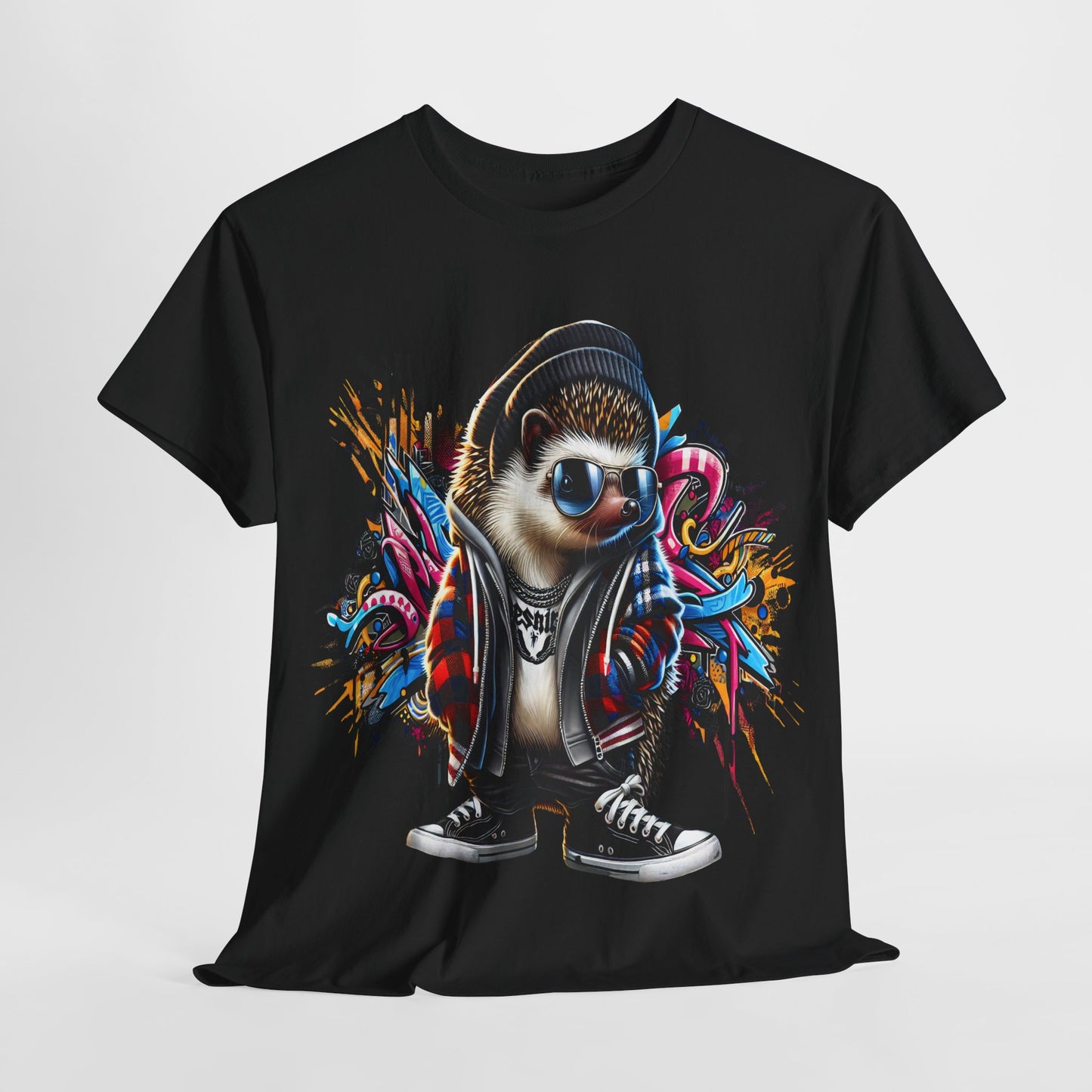 Cool Hipster Hedgehog Unisex Heavy Cotton Tee