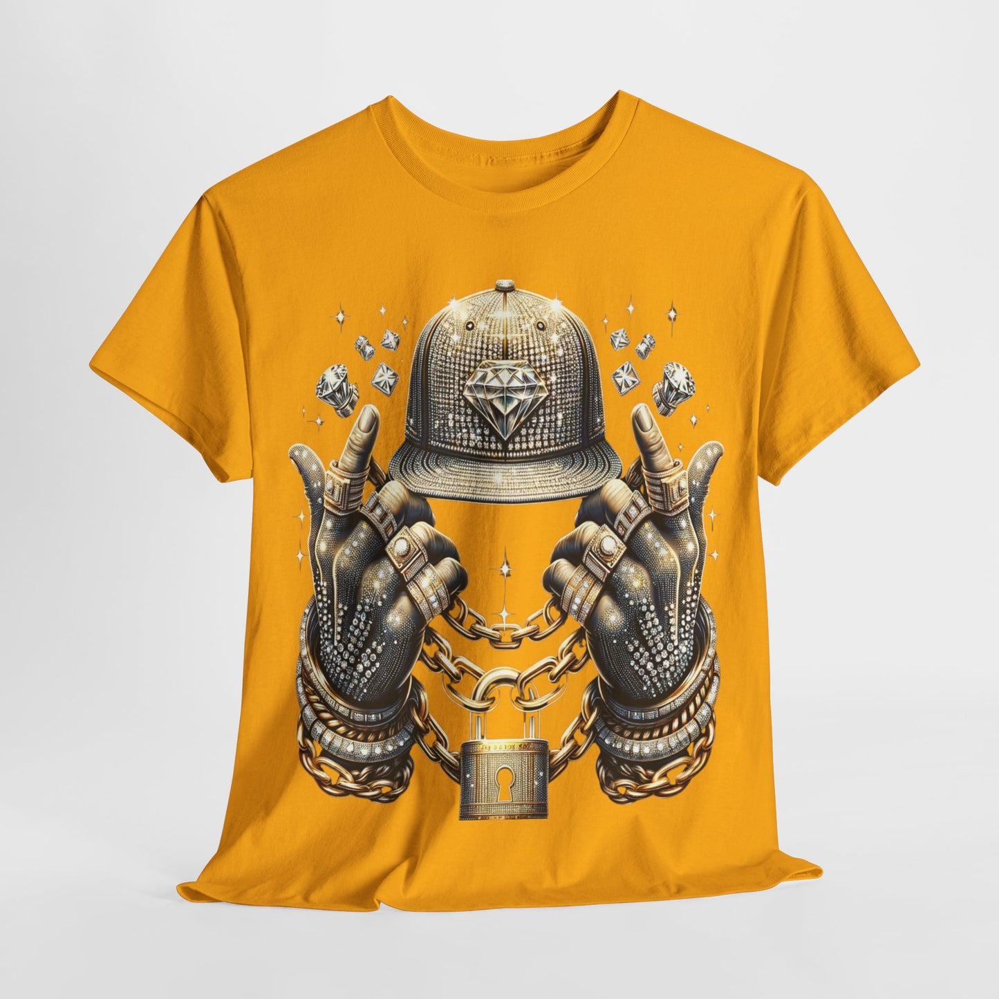 Drip Diamond Chain & Hat Bling #2 Unisex Heavy Cotton Tee