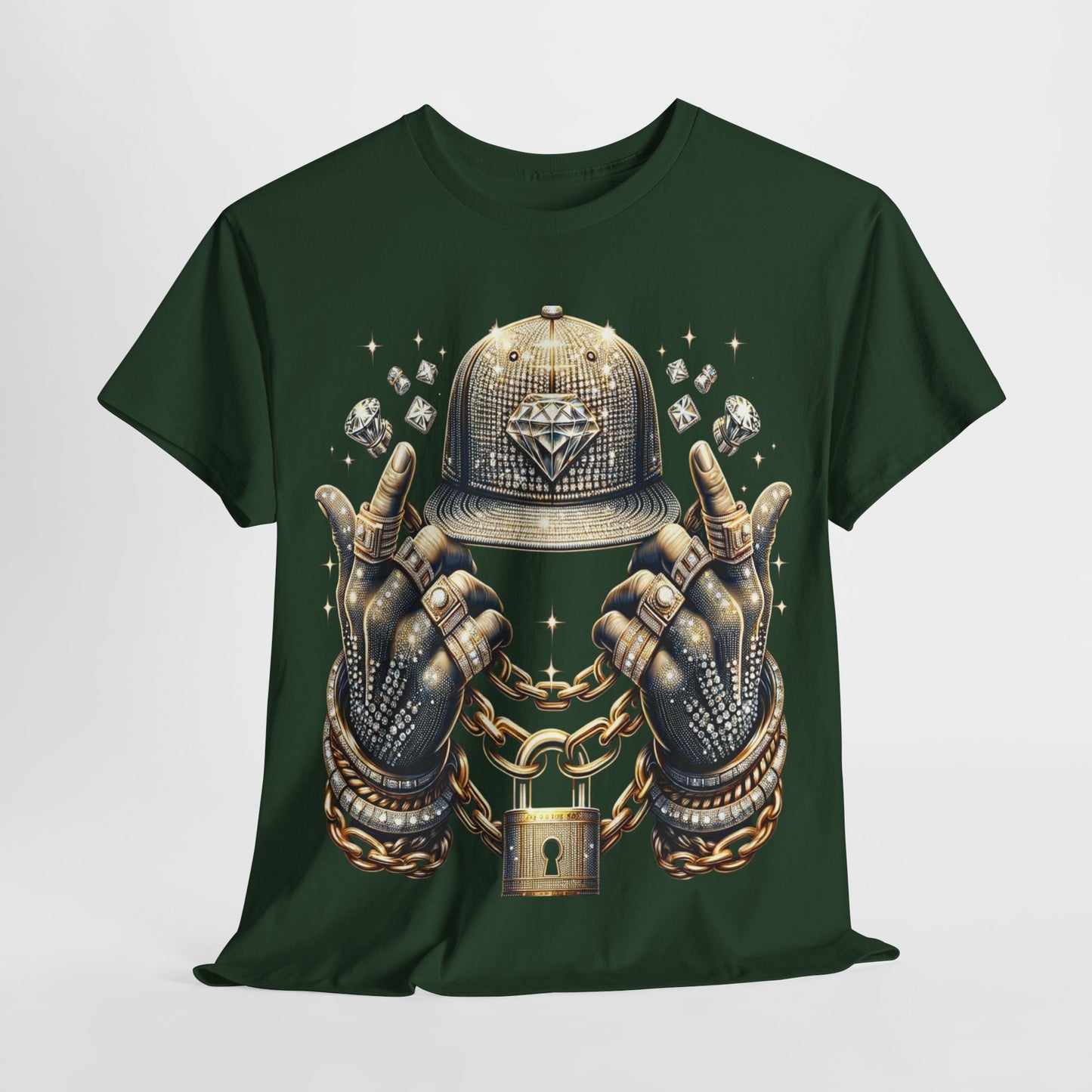 Drip Diamond Chain & Hat Bling #2 Unisex Heavy Cotton Tee