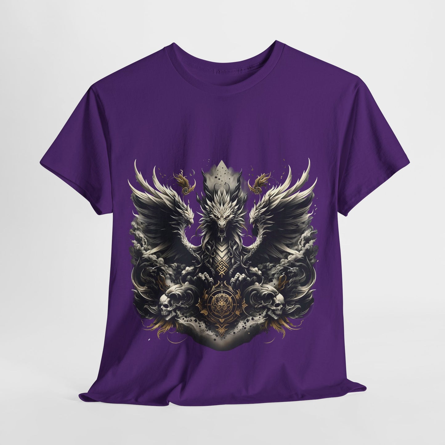 White Dragon & 2 Skulls Unisex Heavy Cotton Tee - 312tshirts 2