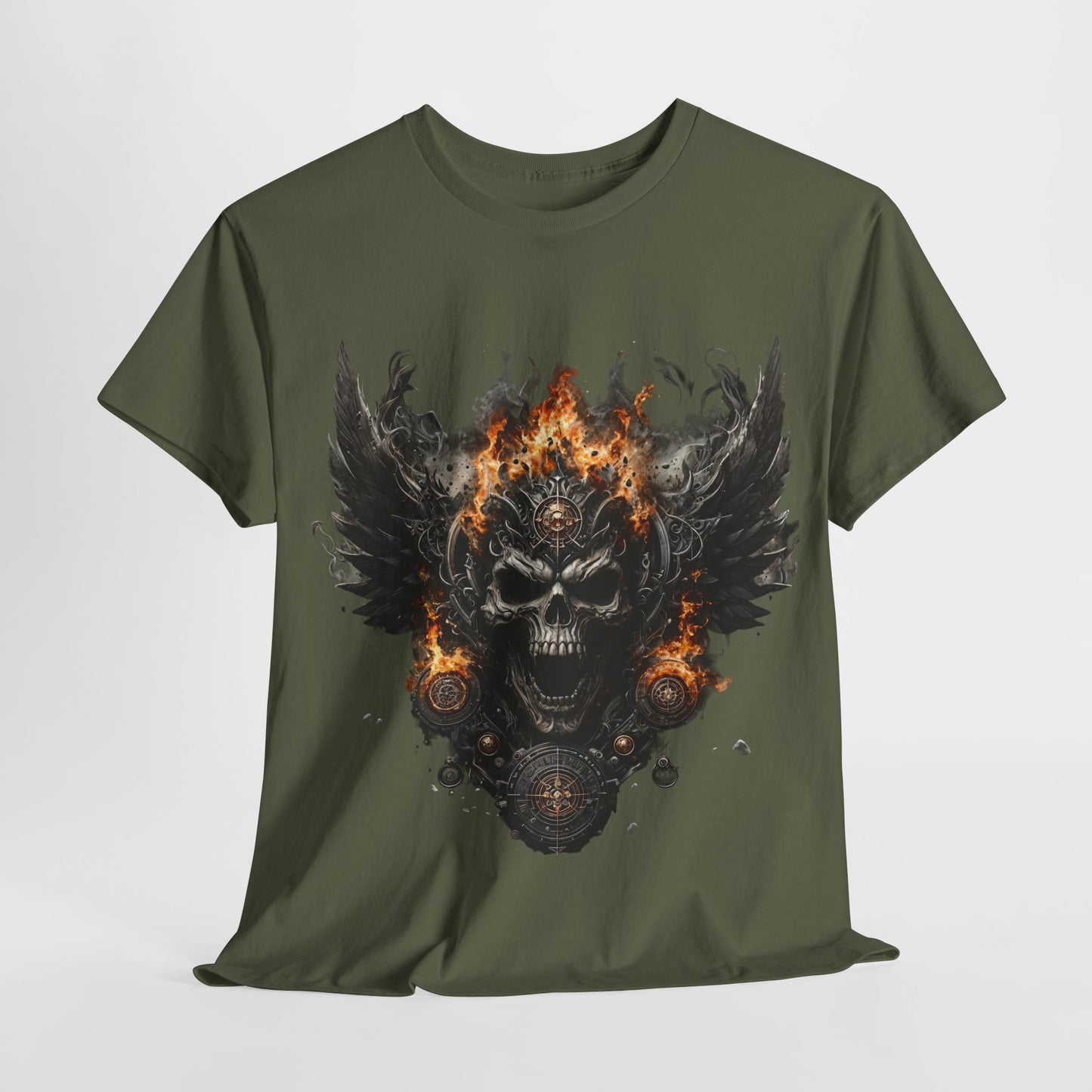 Fire Skull Wings Unisex Heavy Cotton Tee - 312tshirts 2