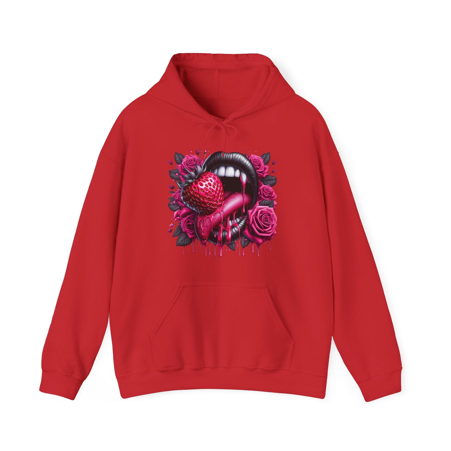 Vampy Lips, Strawberry & Roses Unisex Heavy Sweatshirt Hoodie