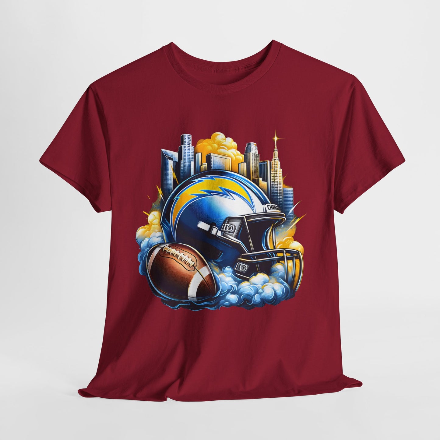 Sports Chargers Football Helmet #1 Heavy Cotton Tee
